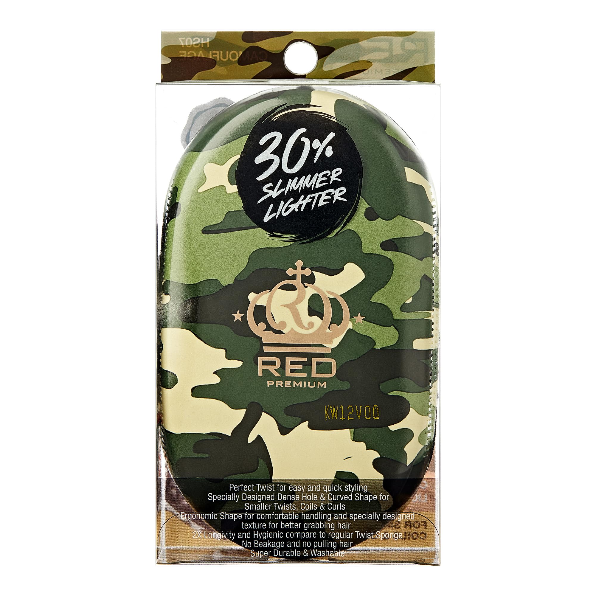 Red by Kiss Bow Wow X Twist King Luxury Twist Styler Washable and Durable Twist Brush for Afro Curl- Slim and Dense (Camouflage)