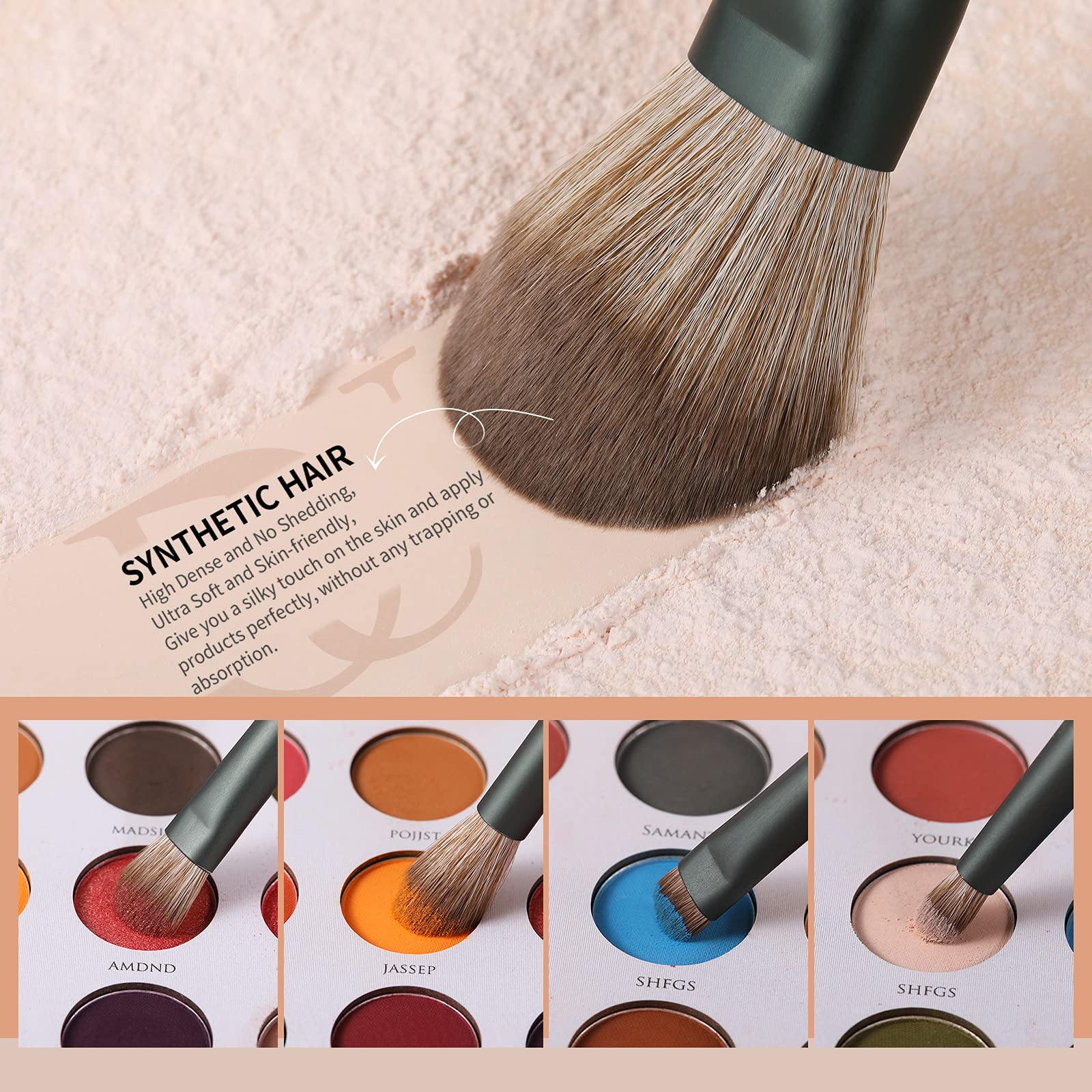 Ducare Makeup Brushes 14Pcs With 3Pcs Makeup Spong & Cosmetic Bag - Lime Mojito Series Valentines Day Gifts Professional Kabuki