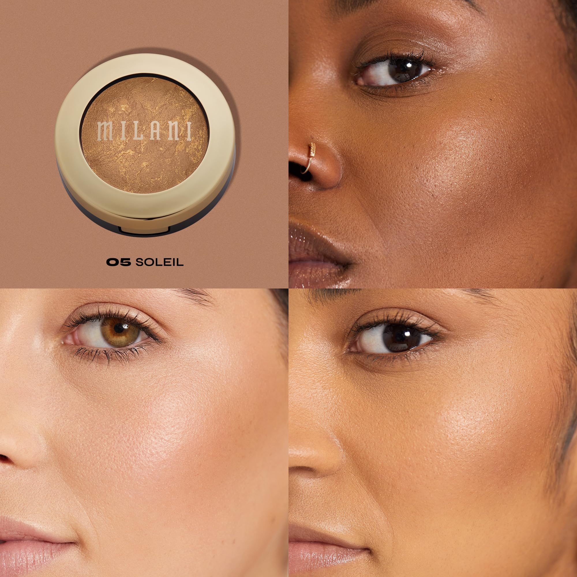 Milani Baked Bronzer - Soleil, Cruelty-Free Shimmer Bronzing Powder To Use For Contour Makeup, Highlighters Makeup, Bronzer Make