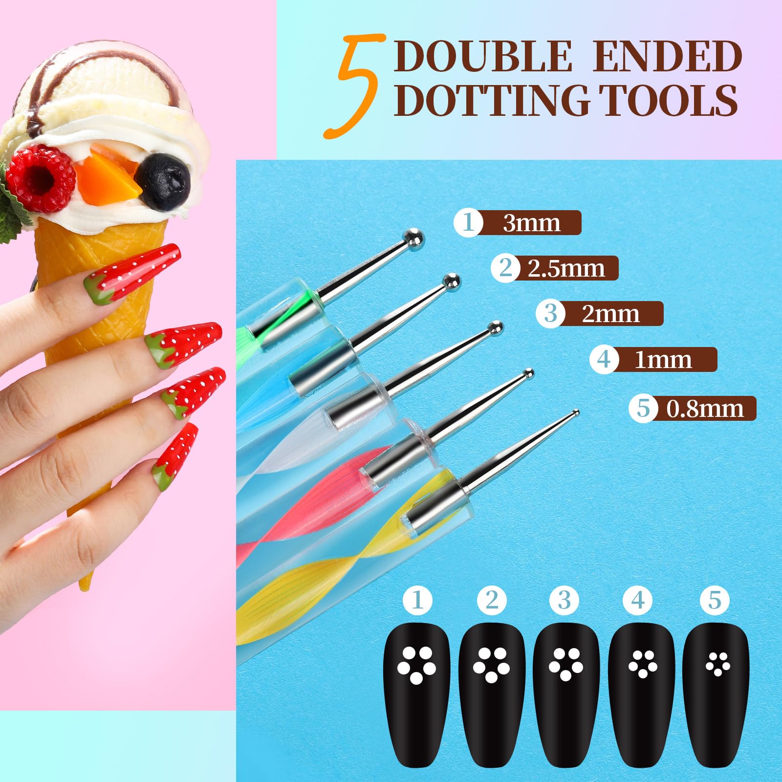 Teenitor Nail Art Kit For Beginners, Nail Art Supplies With Nail Art Brushes, Nail Dotting Tools, Nail Art Stickers, Nail Art Rh