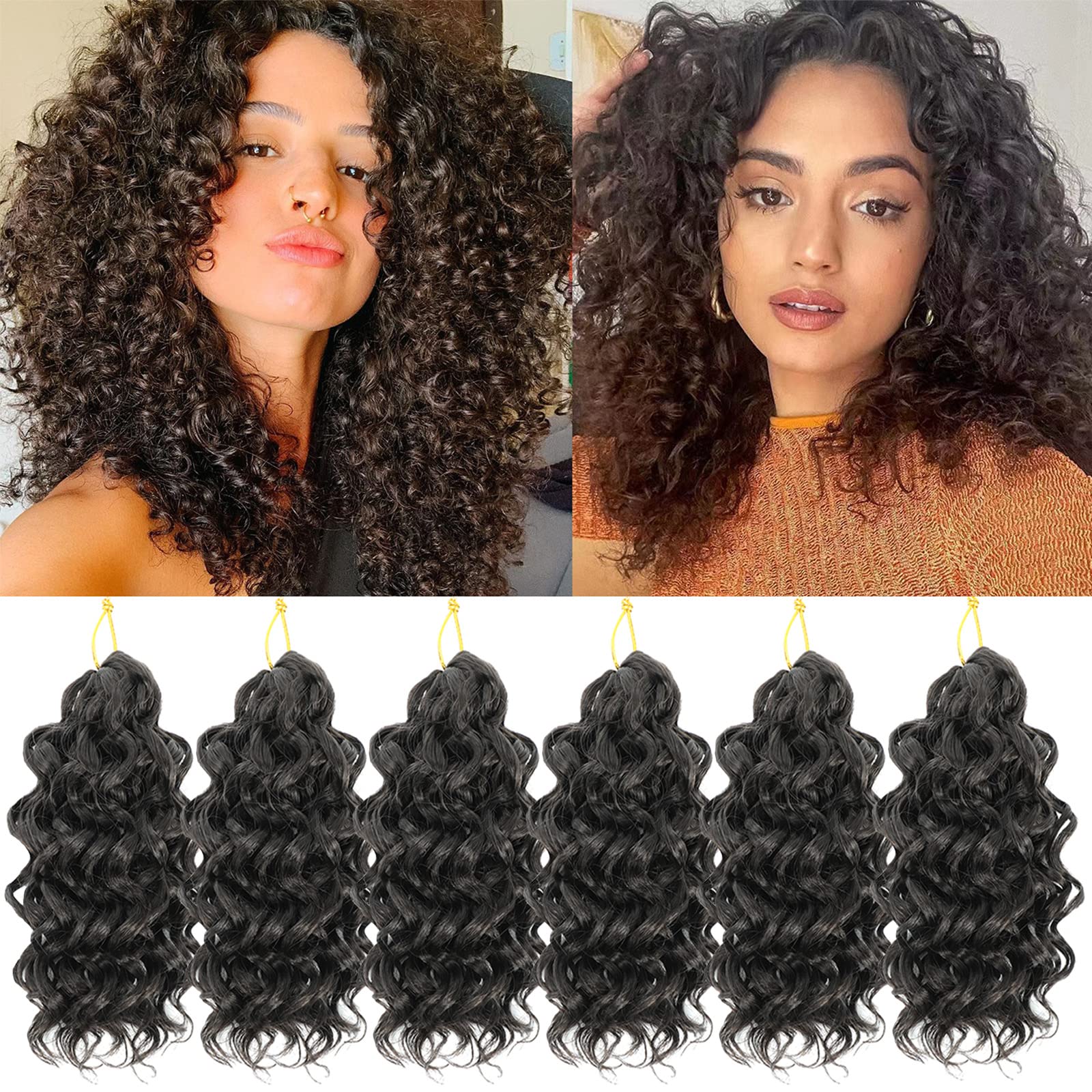 Gogo Curl Crochet Hair 8 Inch 6 Packs Brown Color Short Curly Crochet Hair For Black Women Beach Curl Water Wave Curly Crochet B