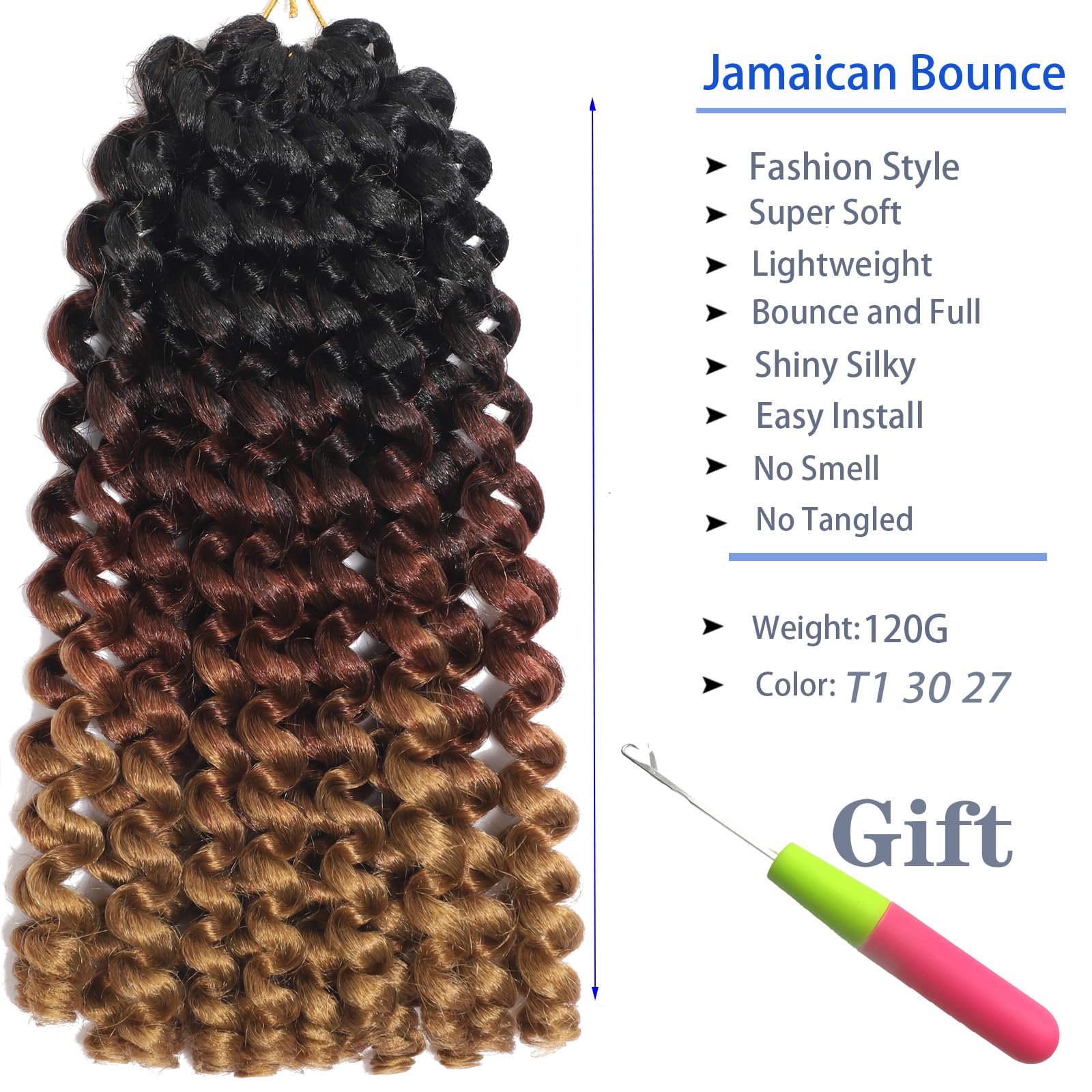 12Inch 2X Ringlet Wand Curl Crochet Hair 60 Strands Pre Looped Jamaican Bounce Crochet Hair Extensions Crochet Braiding Hair (12