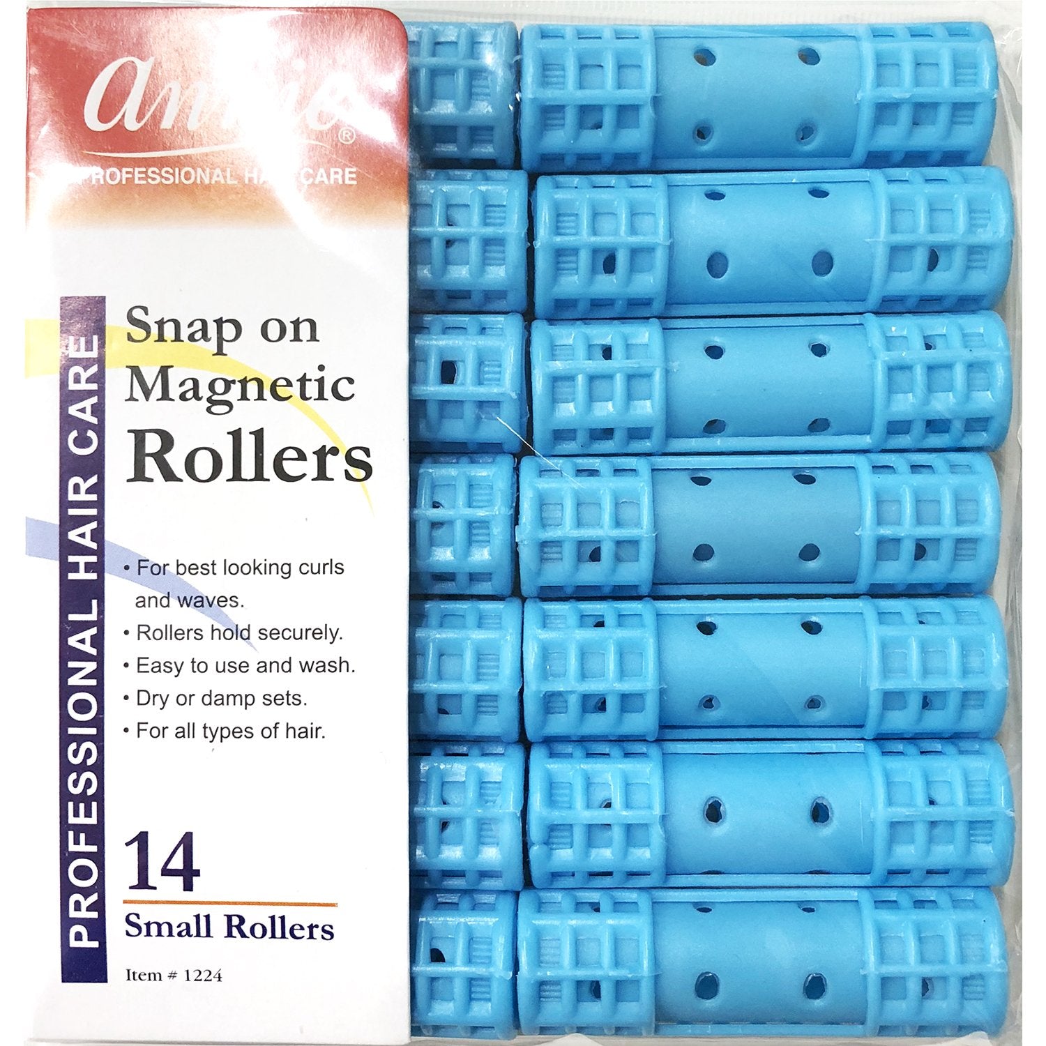 Annie Snap On Magnetic Rollers #1224, 14 Count Blue 1/2 Inch (3 Pack)