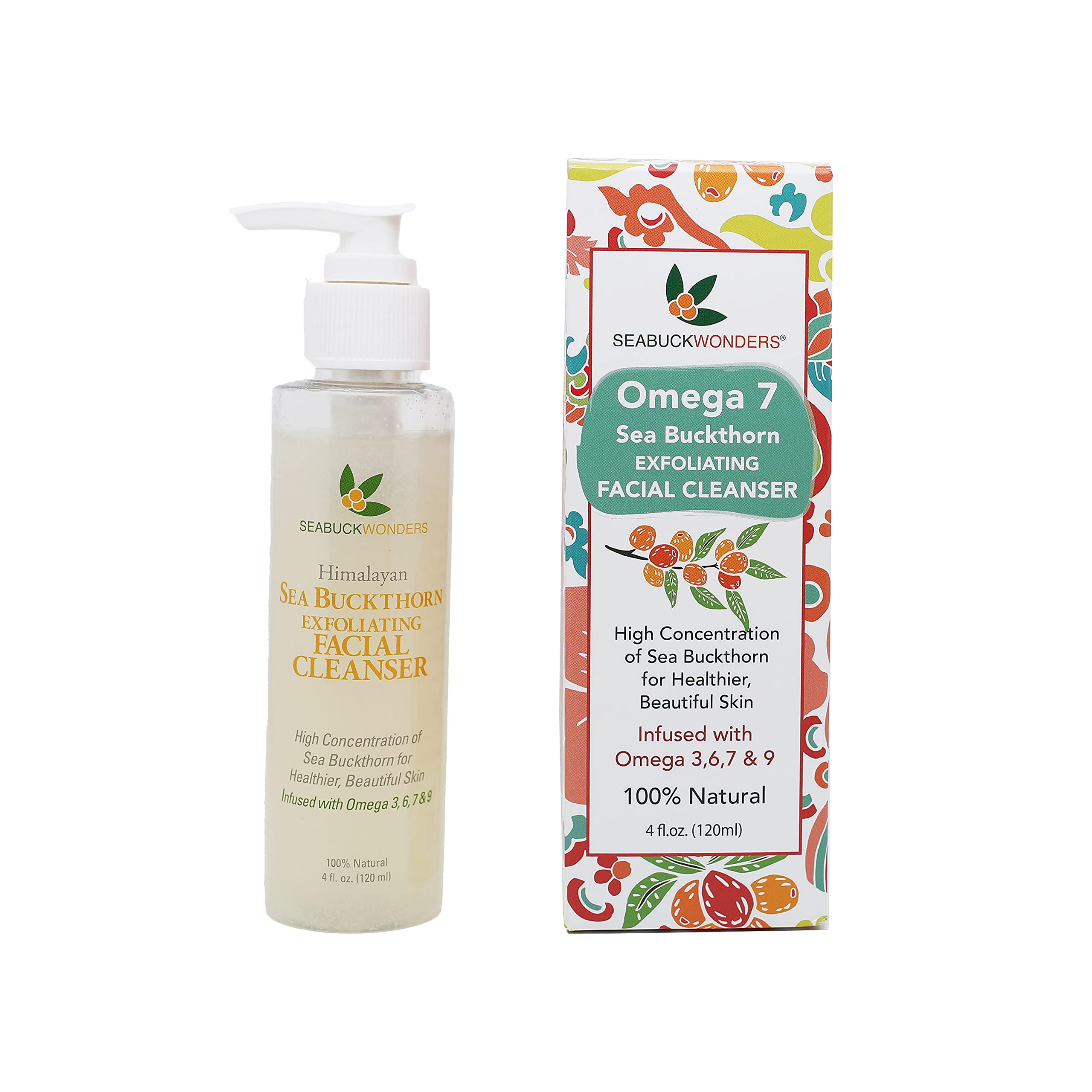 SeabuckWonders Organic Sea Buckthorn Exfoliating Facial Cleanser, 4 FL OZ