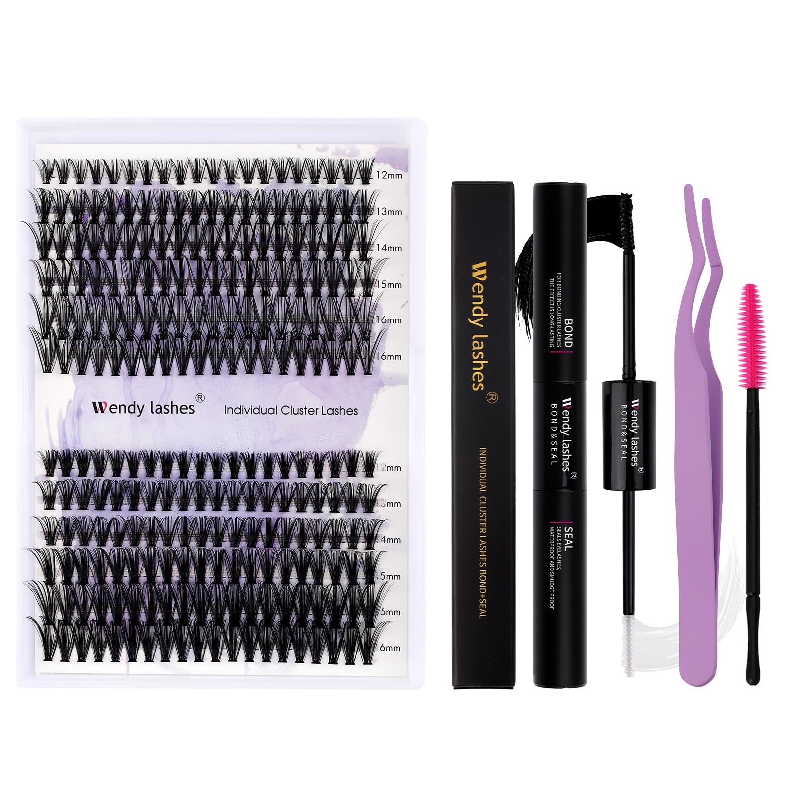 DIY lash Extension Kit Lash Cluster Kit with 240 PCS C/D Curl12-16mm Mixed,Individual Lashes Eyelash Clusters Lash Band and Seal