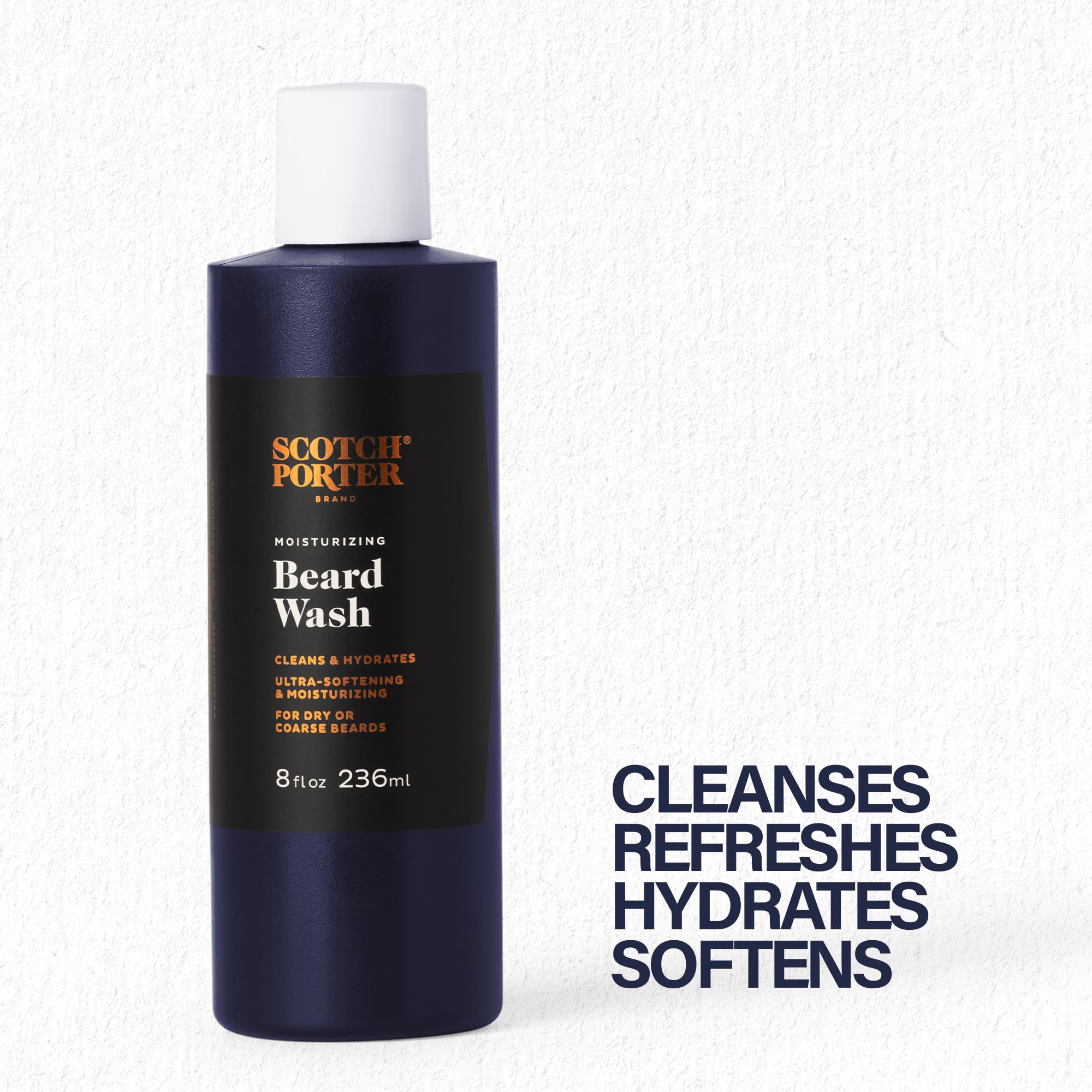 Scotch Porter Moisturizing Beard Wash - Cleanse, Refresh, Hydrate & Soften Coarse, Dry Beard Hair While Protecting Skin For A Fu