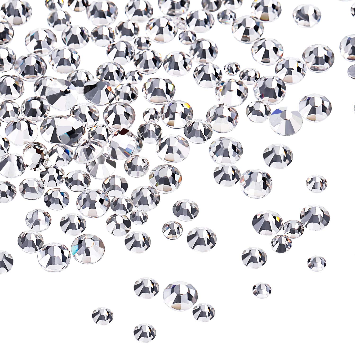 3456 Pcs Crystals Diamond Rhinestones AB Clear Flat Back Round Gems Flatback Glass Crystals Mixed Size Crystals Gems for Crafts 