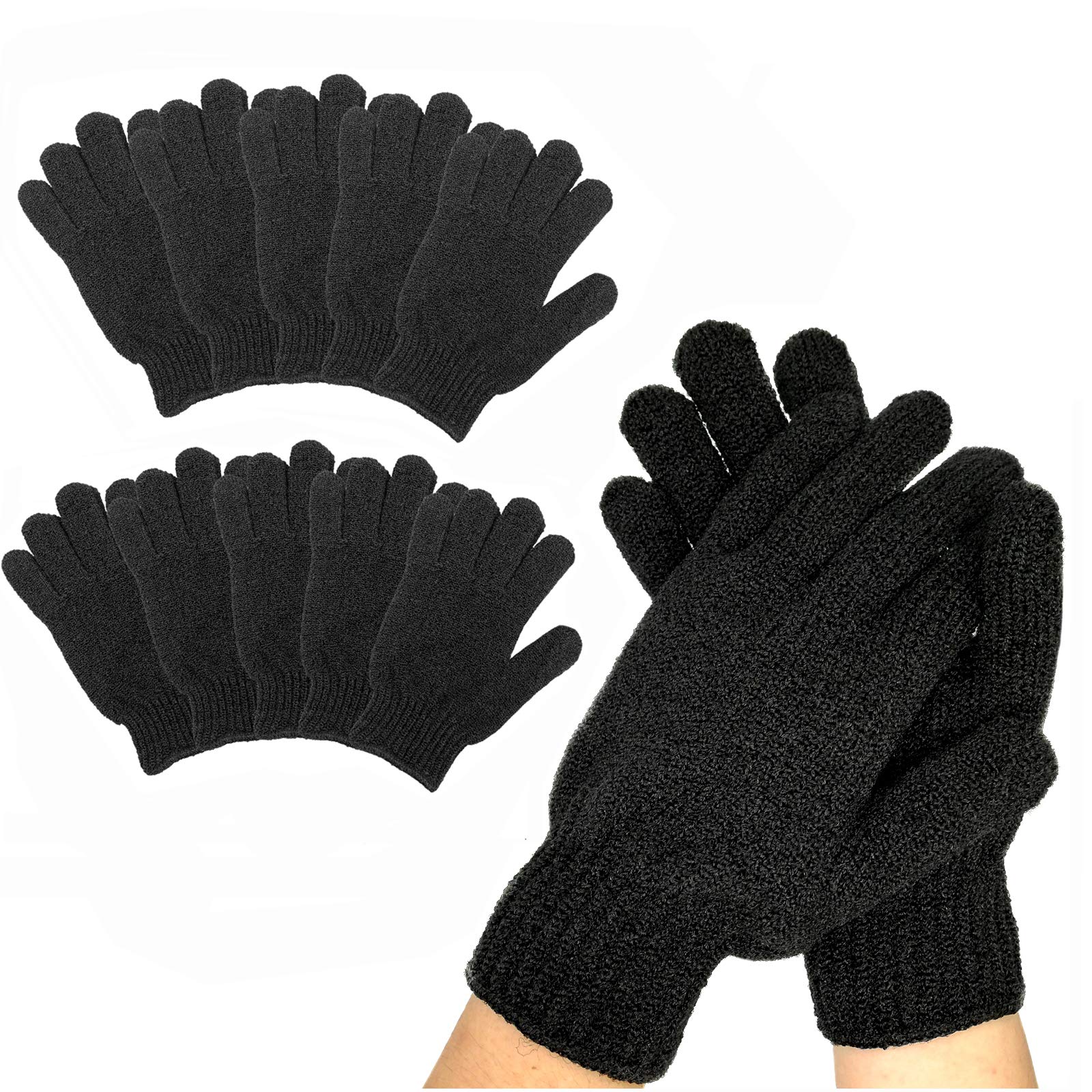 10Pairs Exfoliating Gloves - Premium Black Double Sided Scrub Wash Mitt For Bath Or Shower - Luxury Spa Exfoliation Accessories