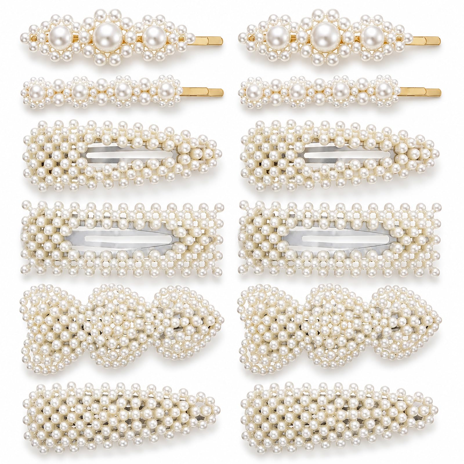 12PCS Pearl Barrette Pearls Clips for Hair Pearl Barrettes for Women