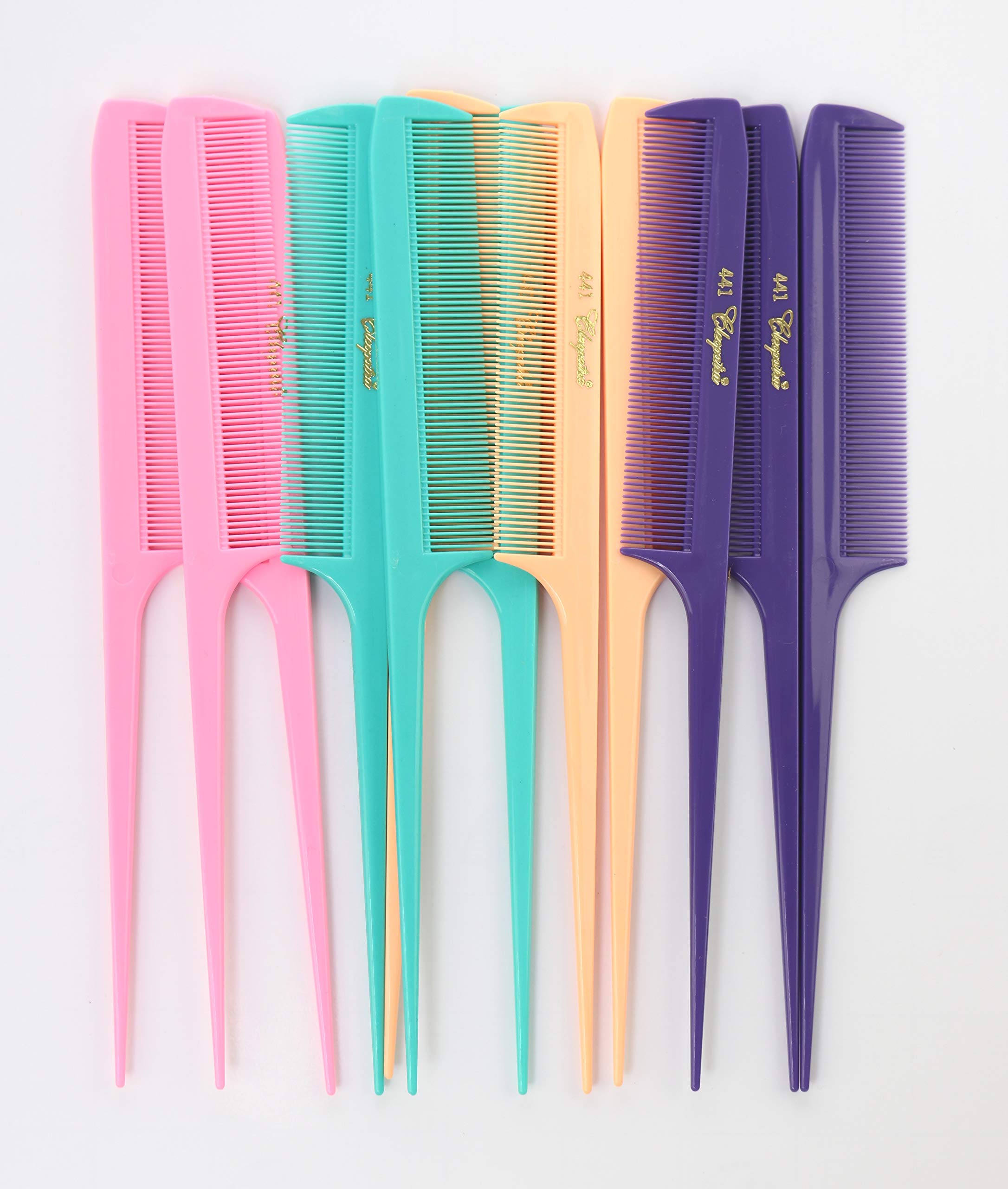 Krest Cleopatra 8-1/2 Inch Rattail Combs Extra Fine Tooth.Rat Tail Comb Model #441. Color Fresh Mix. 1 Dozen