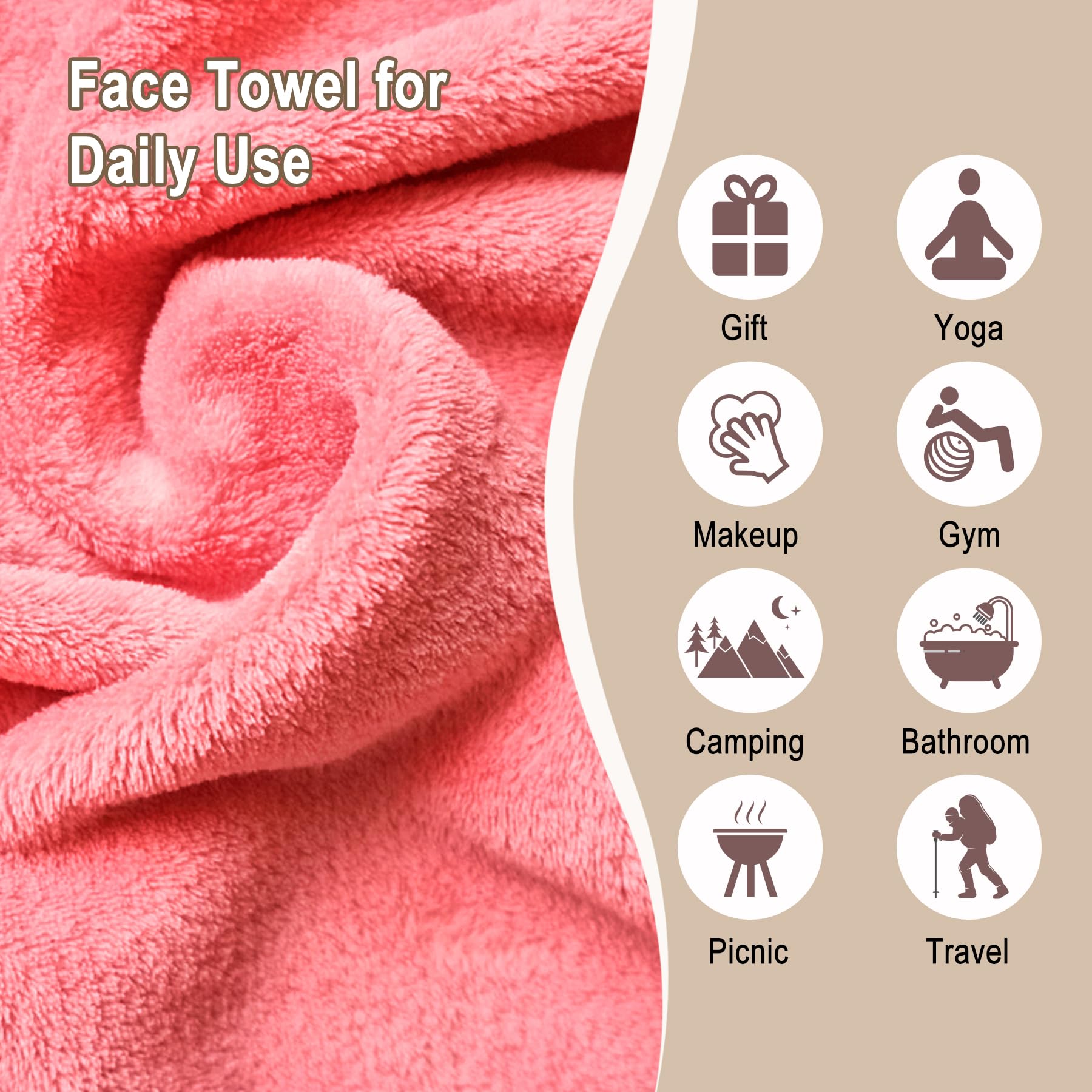 Kodamo Makeup Remover Cloth, Reusable Makeup Remover Pads Washable Travel Bag, Microfiber Makeup Removal Face Wash Cloths With J