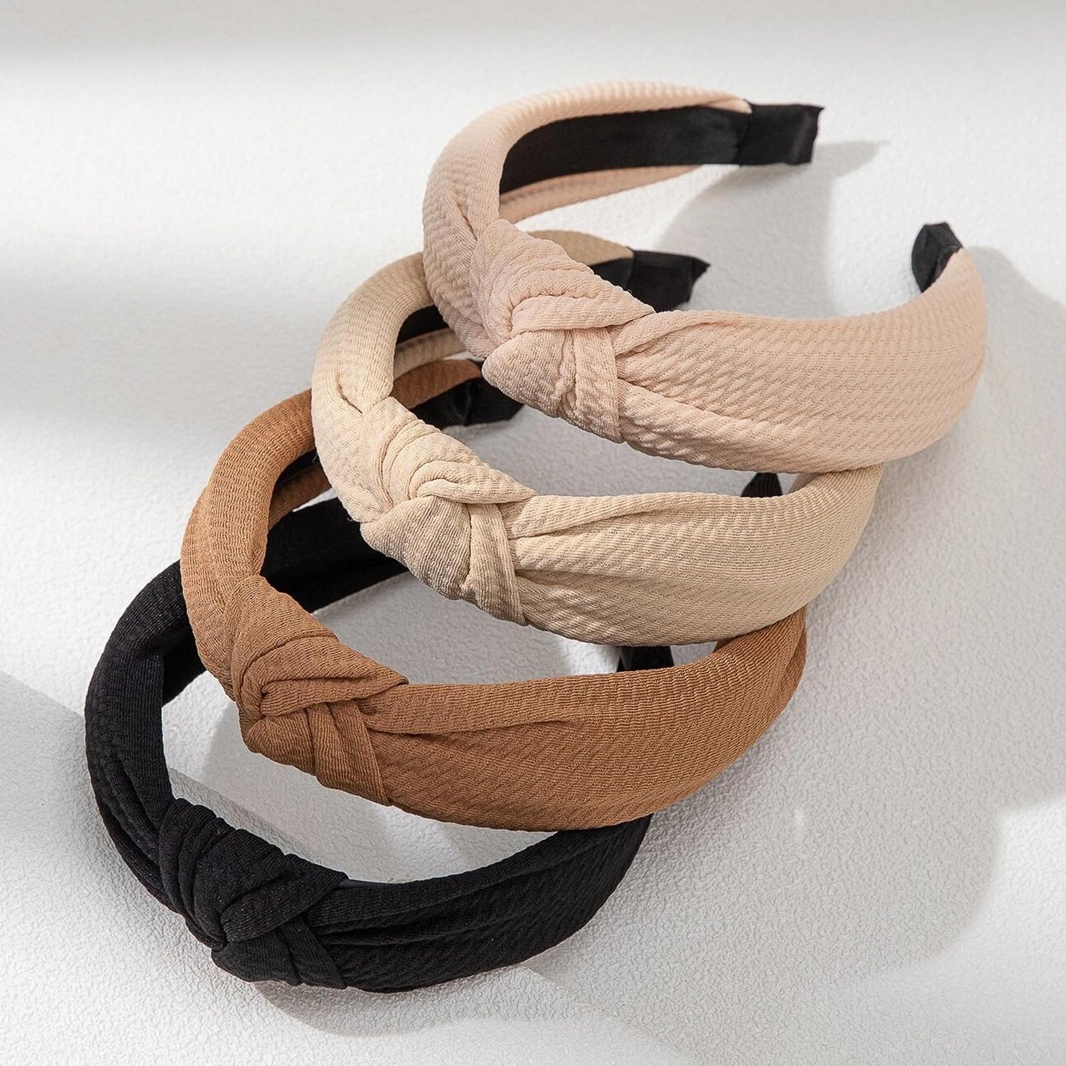 WOVOWOVO Knotted Headbands for Women, 4 Packs Wide Head Bands for Women's Hair Non Slip Boho Fashion Hairbands Top Knot Hair Hoo