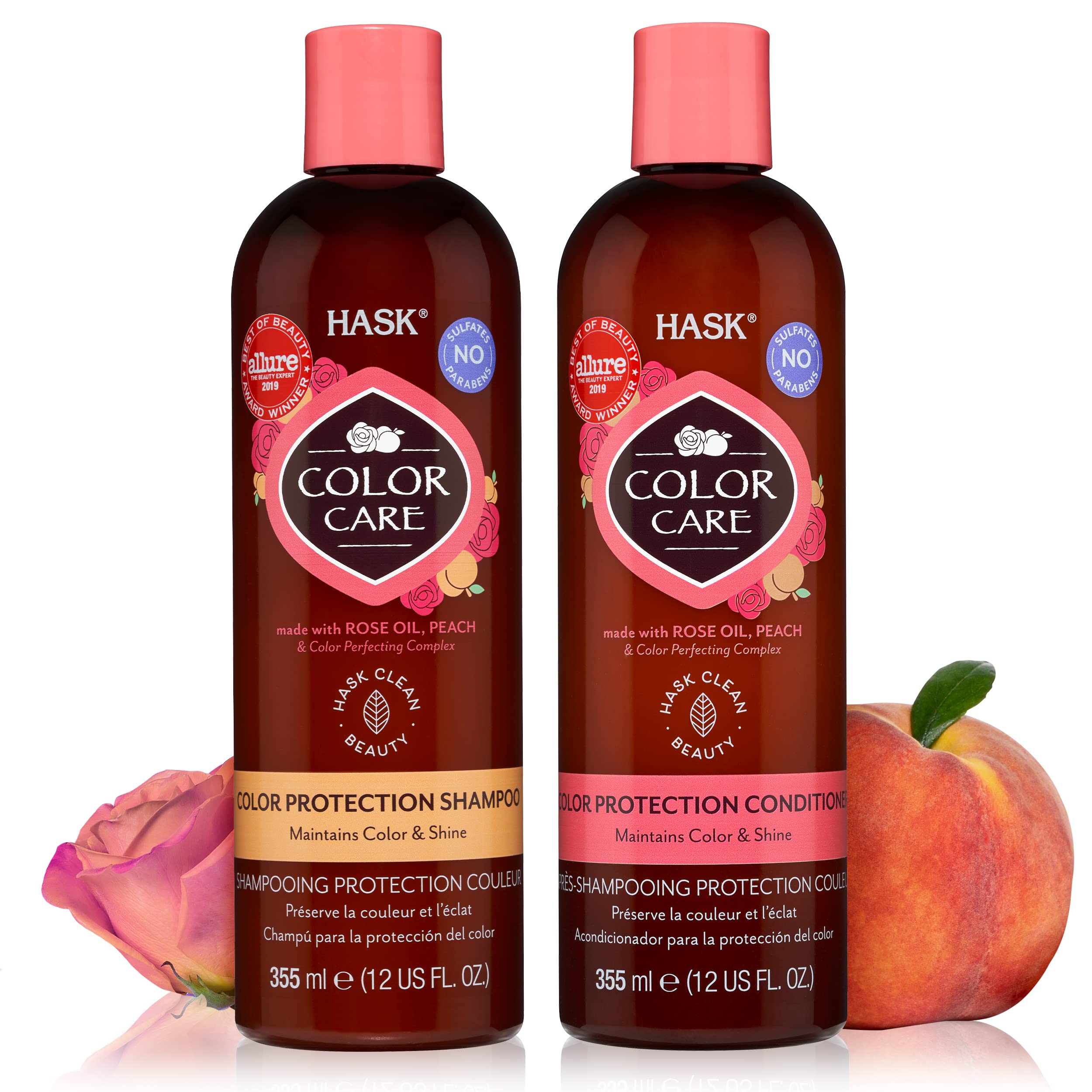 HASK Color Care Shampoo + Conditioner Set for Color-Treated Hair | Sulfate-Free, Paraben-Free, Gluten-Free, Vegan, Cruelty-Free,