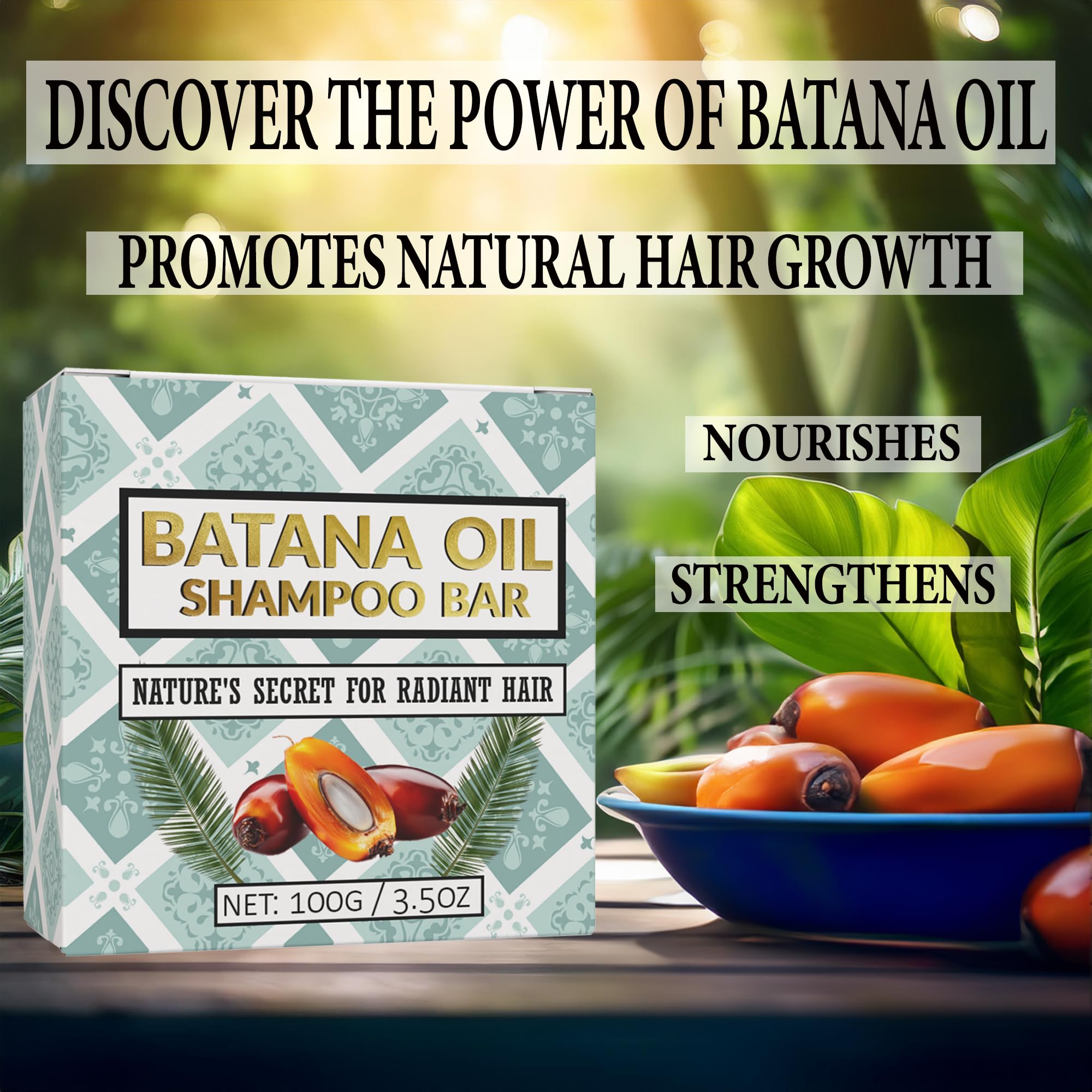 Batana Oil Shampoo Bar for Hair Growth Support | Set of 2 | Enriched with Batana Oil for Hair Loss, Thickening & Strengthening |