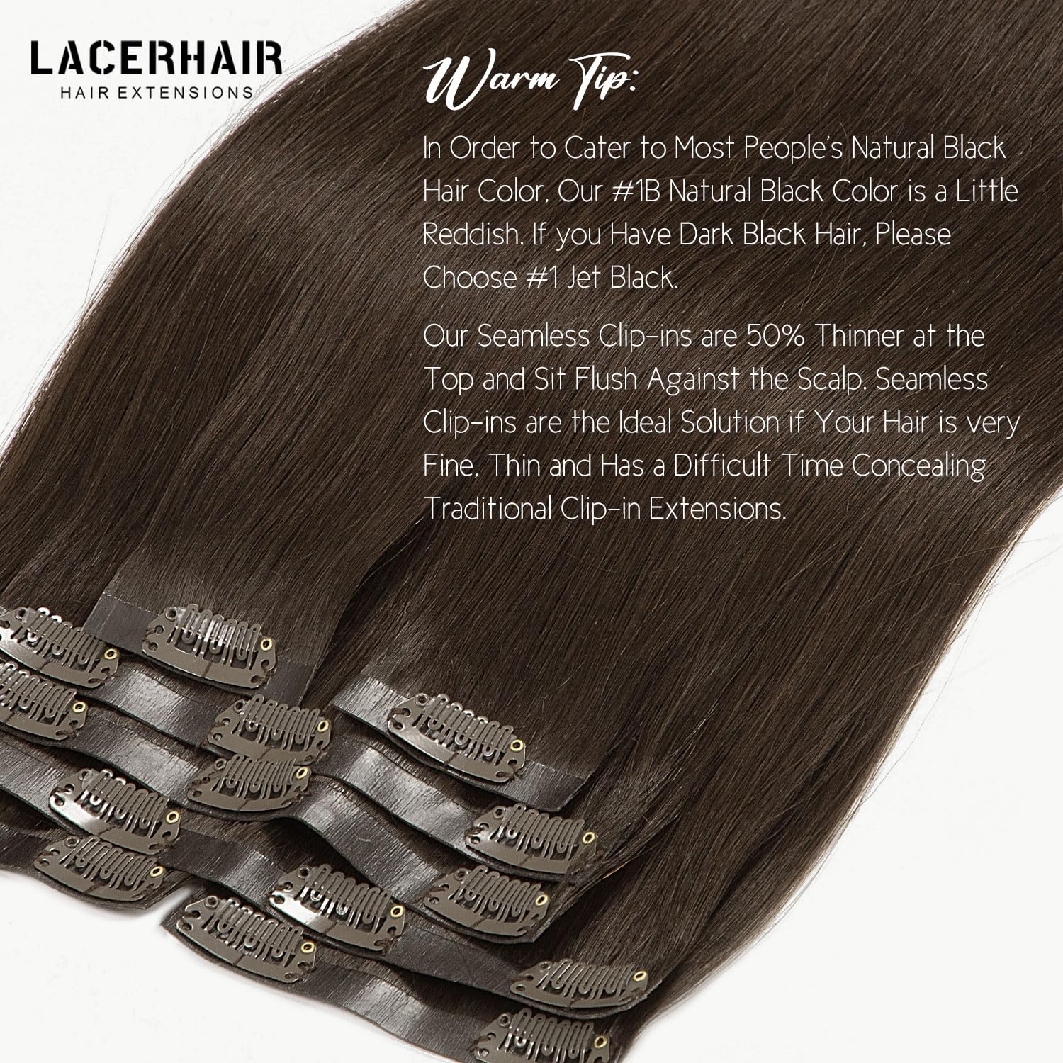 Lacer Hair Clip In Hair Extensions Real Human Hair Big Secure Clip In Hair Extensions Human Hair 18 Inch Seamless Pu Weft 7Pcs 1