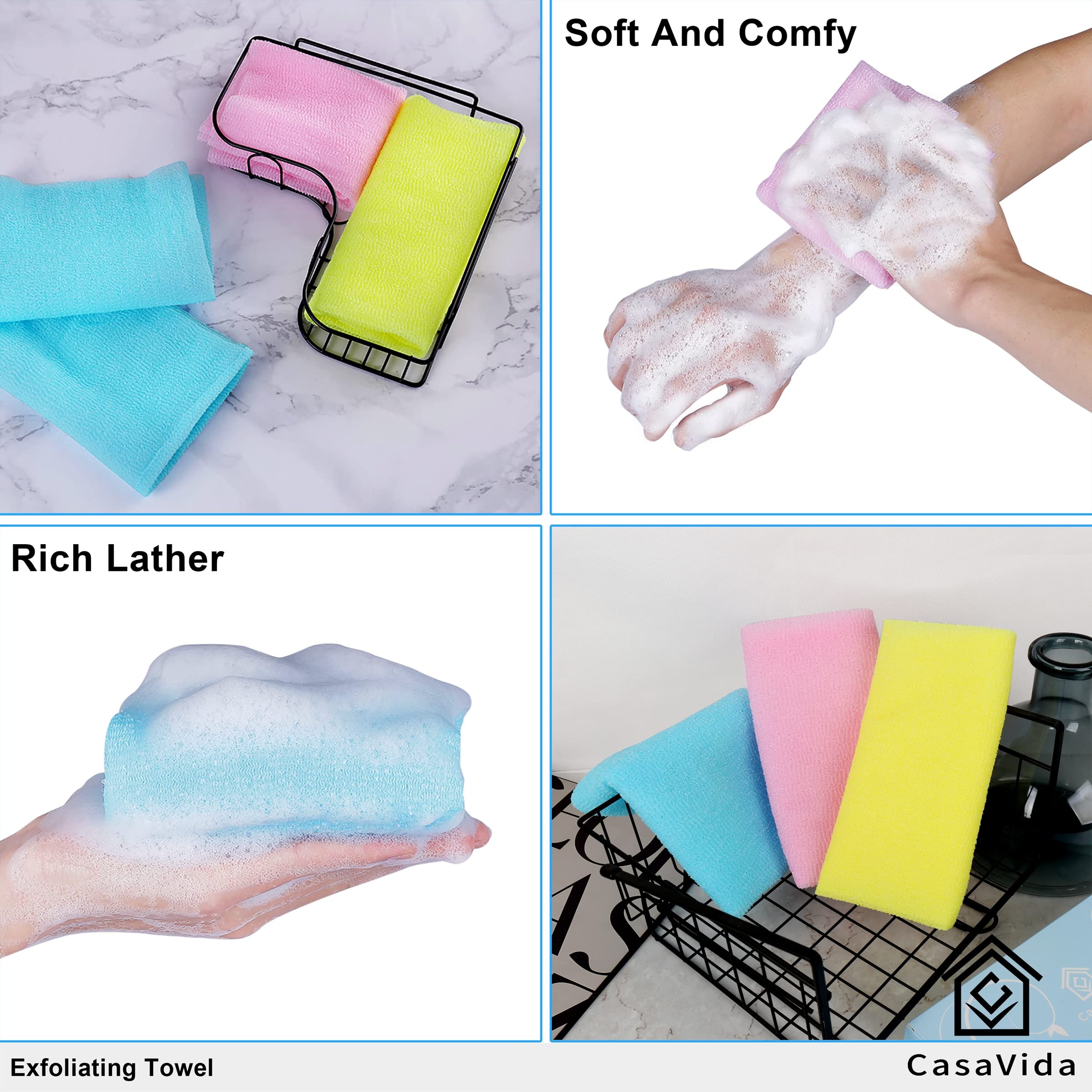 Casavida Exfoliating Washcloth Back Scrubber For Shower Exfoliating Body Scrubber Japanese Beauty Washcloth African Net Sponge B