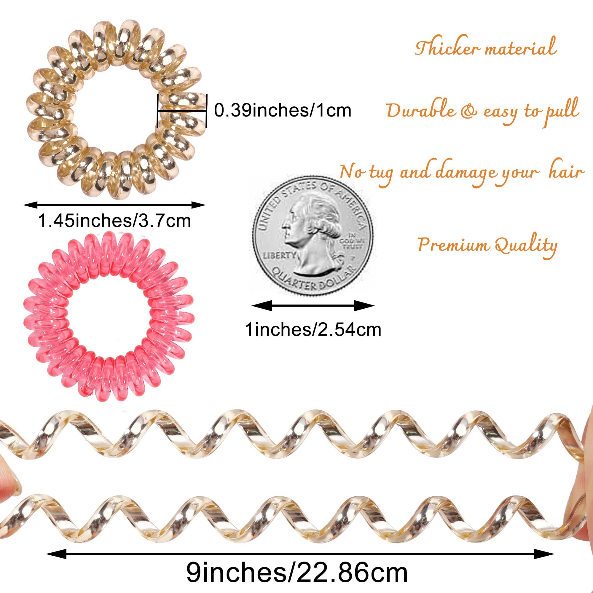 JOYOYO 40 Pack Small Spiral Hair Ties, No Crease Elastic Coils, Transparent Hair Bands Phone Cord Hair Ties and Bracelets for Wo