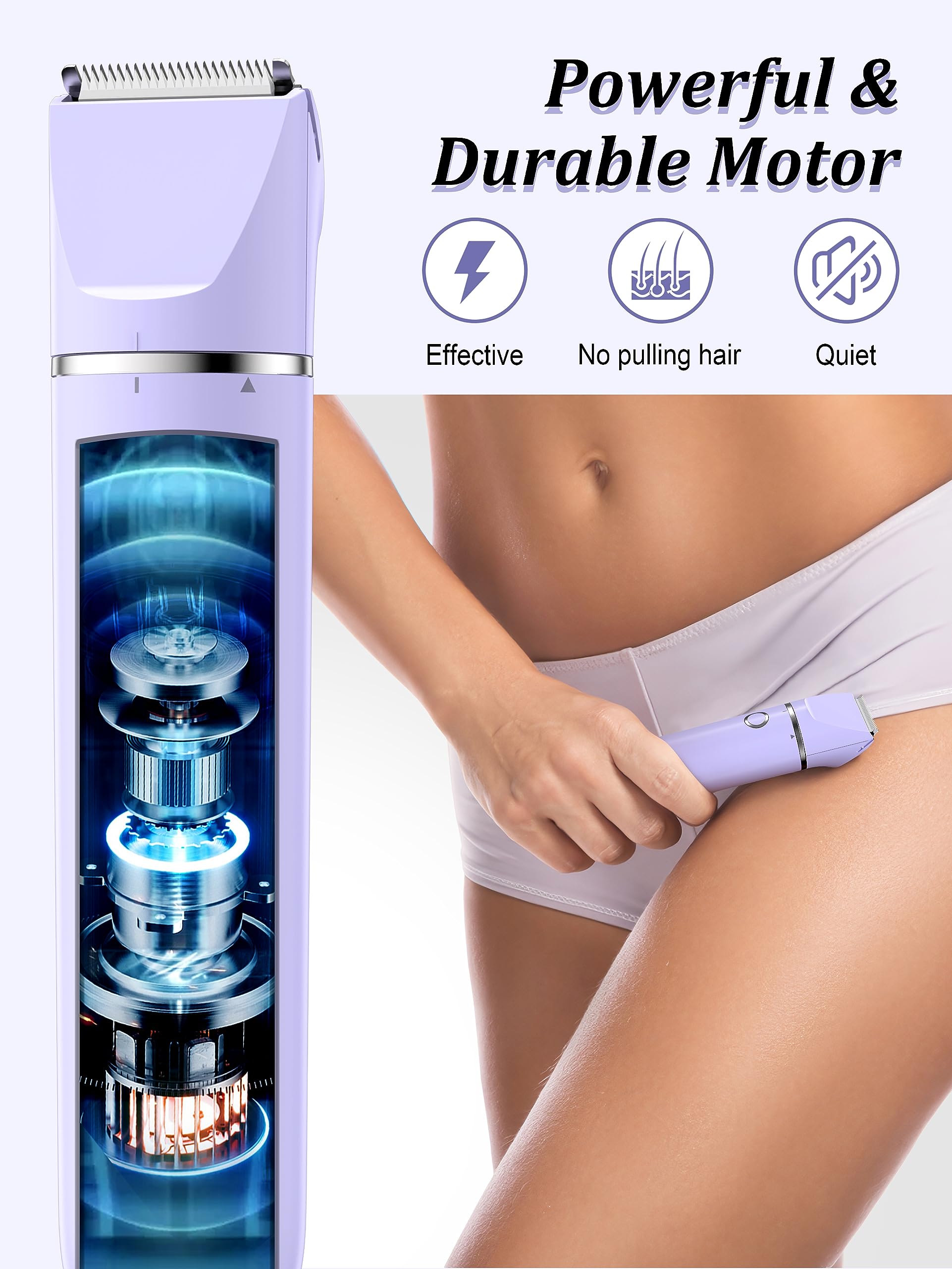 Cayzor Bikini Trimmer And Shaver Kit For Women - 2-In-1 Wet/Dry Electric Body Hair Trimmer Facial Hair Removal Cordless Waterpro
