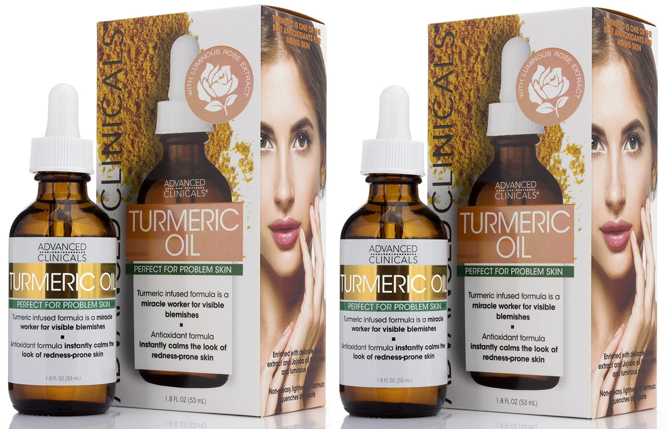 Advanced Clinicals Turmeric Oil Facial Skin Care Serum For Face. Moisturizer Skincare Formula W/Rose Extract & Jojoba Oil For Dr