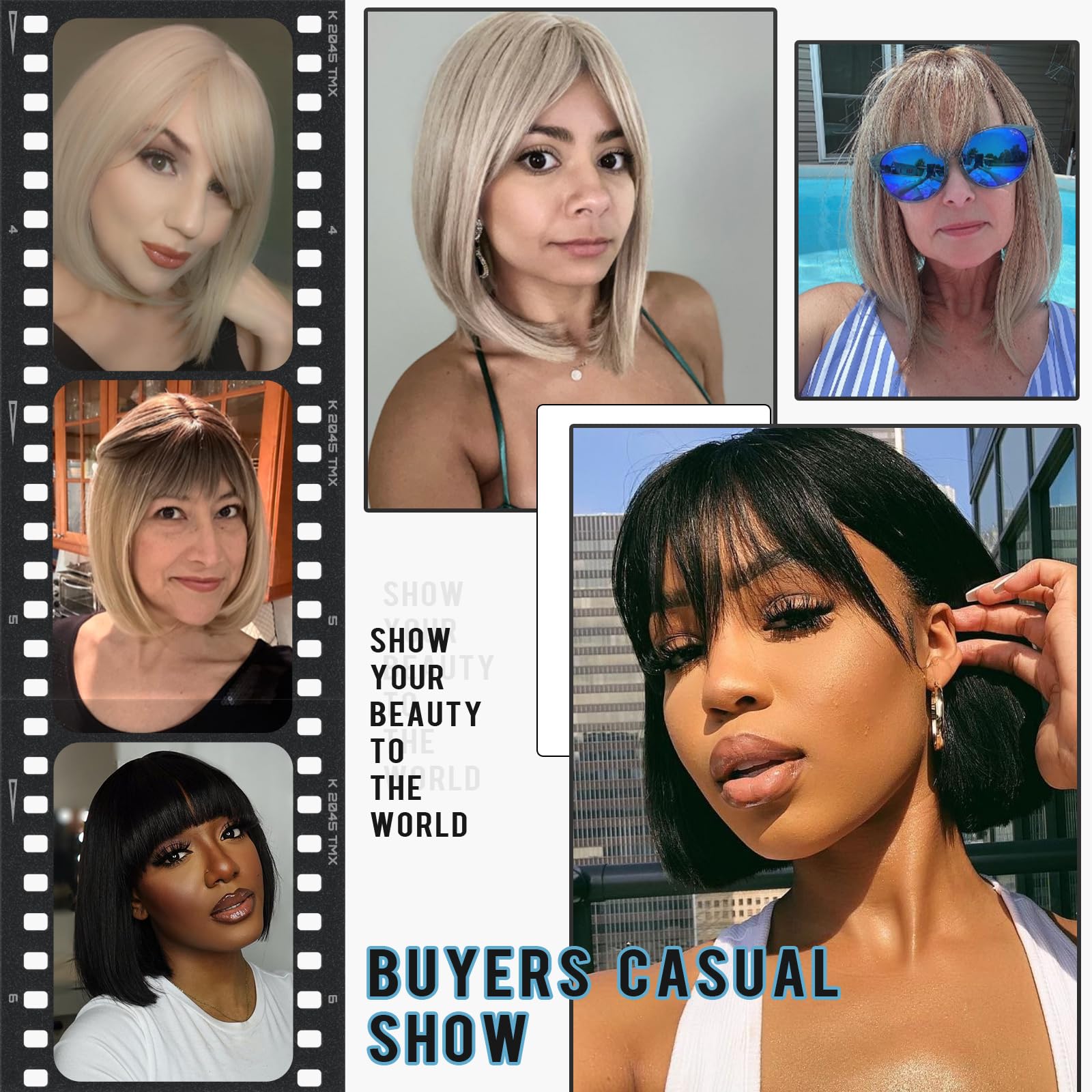 Emmor Brown Bob Wig With Bangs 15'' Short Bob Wigs For Women Heat Resistant Synthetic Wig Natural Looking For Daily Use(Honey Br