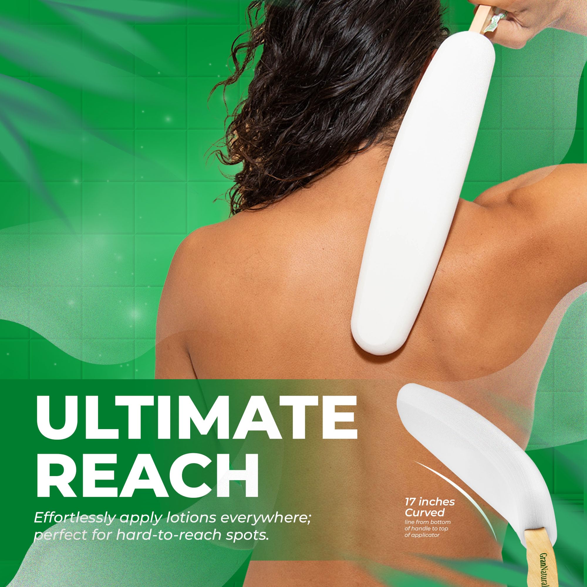 Grannaturals Lotion Applicator For Your Back, Feet, And Legs - Sunscreen Applicator - Long Curved Easy Reach Body Brush For Sunt