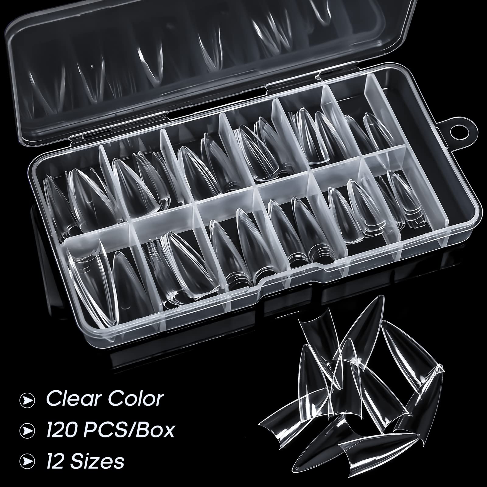 Ranrose 120Pcs Short Nail Tips,Short Soft Gel Stiletto Nail Tips Half Cover False Nail Almond Shape Point Acrylic Sharp Artifici