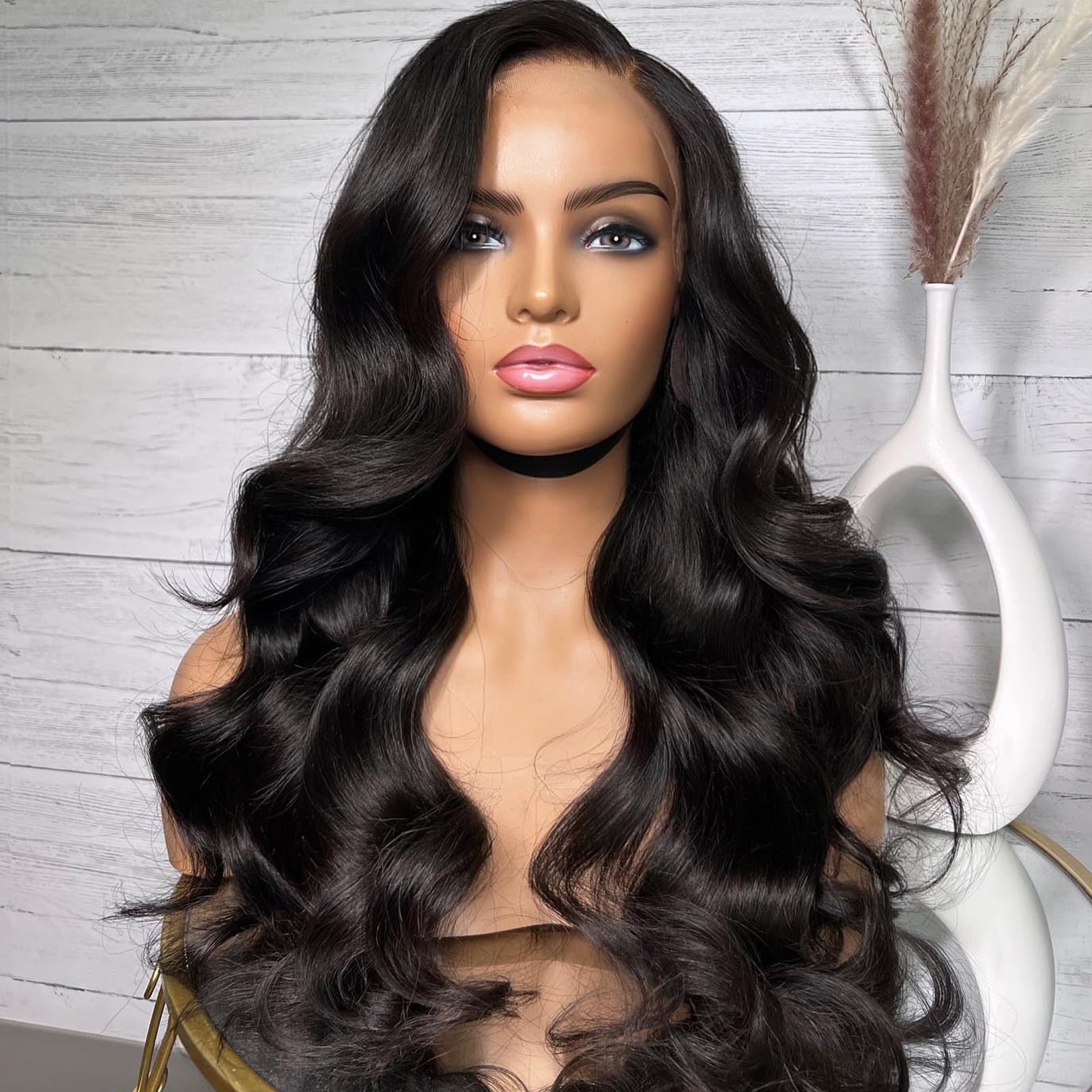 BEEOS 13x6 Full Frontal HD Lace Wig 250% Density Body Wave Human Hair Wigs Pre Plucked Natural Hairline Bleached Knots 0.10mm Ul