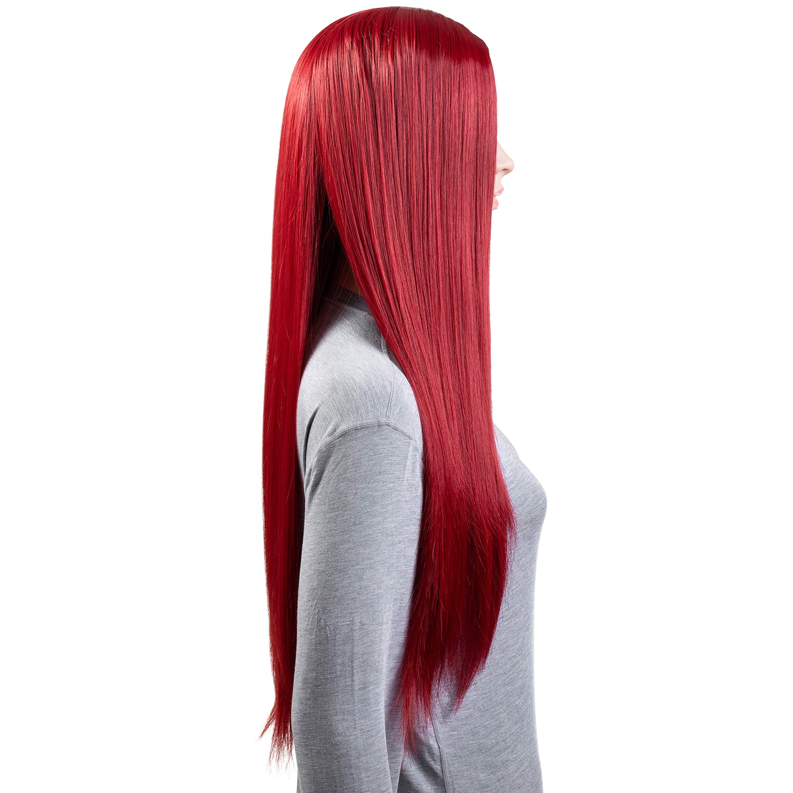 Onedor 30 Inches Long Straight Red Synthetic Hair Women Full Head Cosplay Wig with Wig Cap (T1557 - Red)