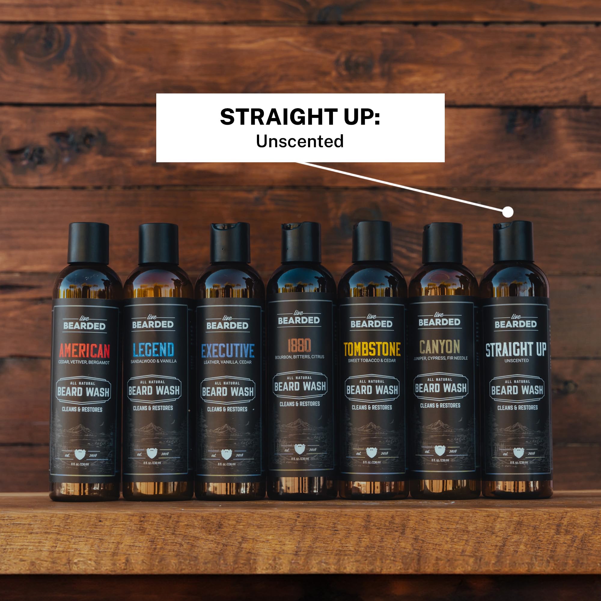 Live Bearded: Beard Wash - Straight Up - Beard And Face Wash - 8 Fl. Oz. - Water-Based Formula With All-Natural Ingredients For