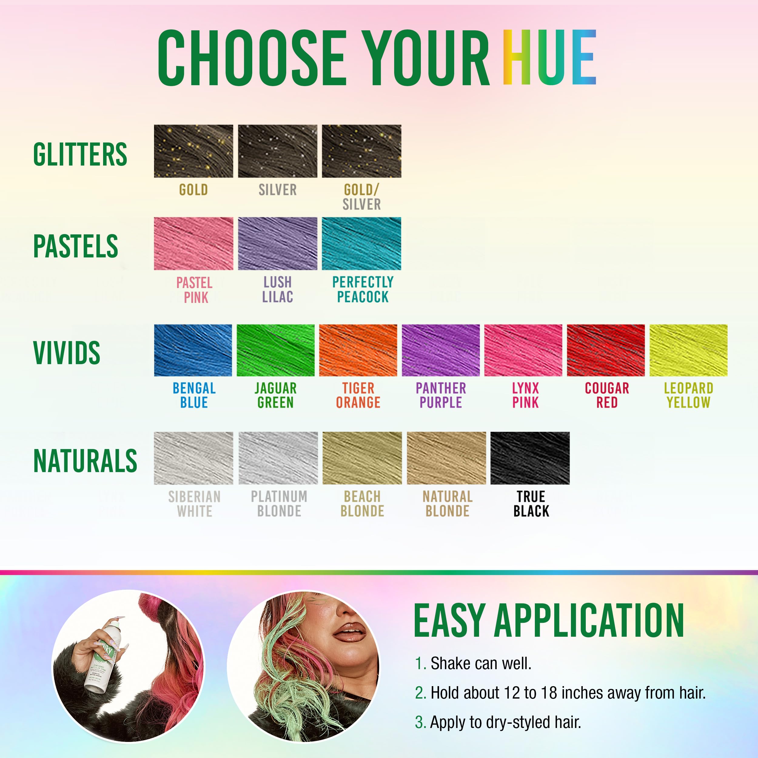 Punky, Temporary Hair Color Spray, Jaguar Green, Non-Sticky, Non-Damaging Hair Dye Instant Vivid Hair Color, 3.5 Oz, 1 Pack