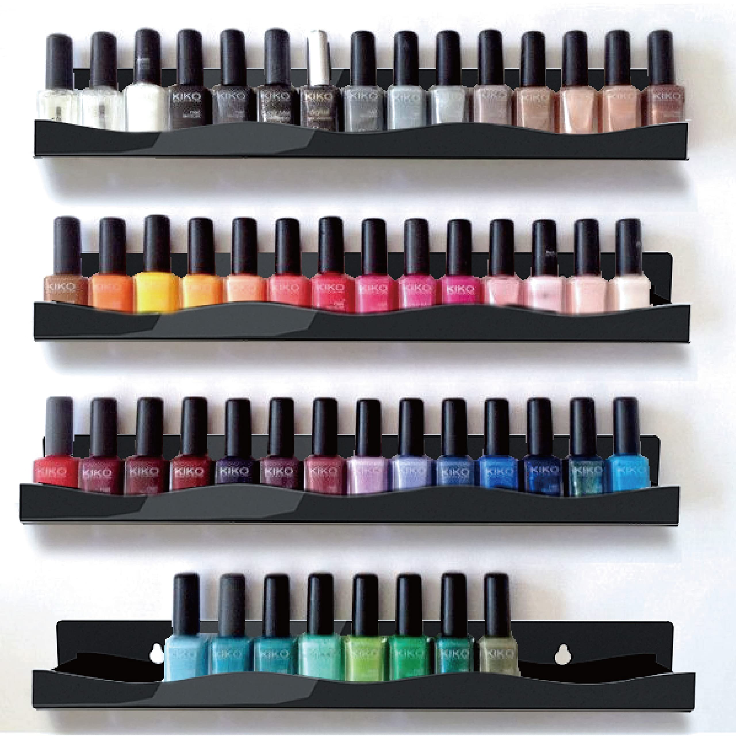 Ymvv 15'' Nail Polish Rack Wall Mounted Shelf,6 Pack Black Acrylic Organizer Supplies For Nail Techs,Great Display For Salons Re