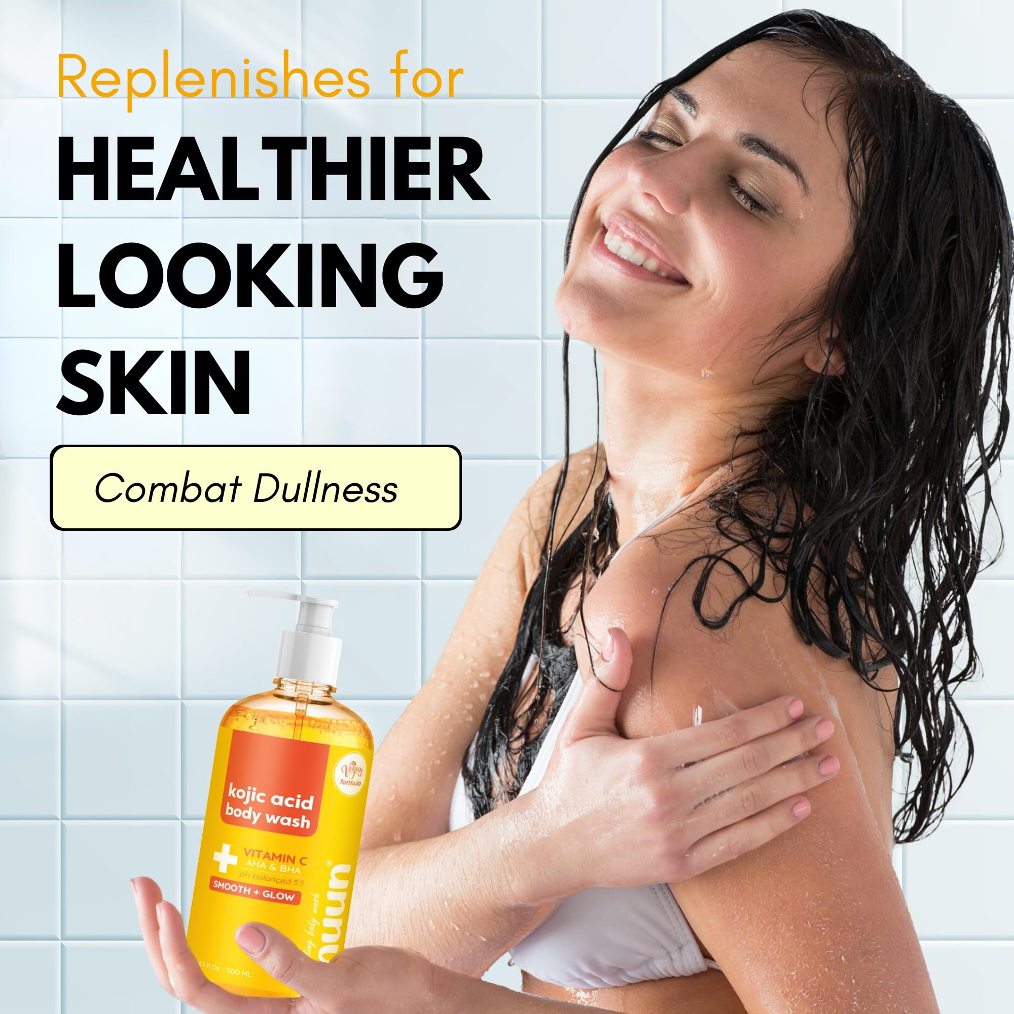 Muun Body Wash with AHA&BHA Exfoliating, 16.9 Fl Oz/500ml Prevent Ingrown Hair Even Skin Tone Underarm Bikini, Smoothe & Soften