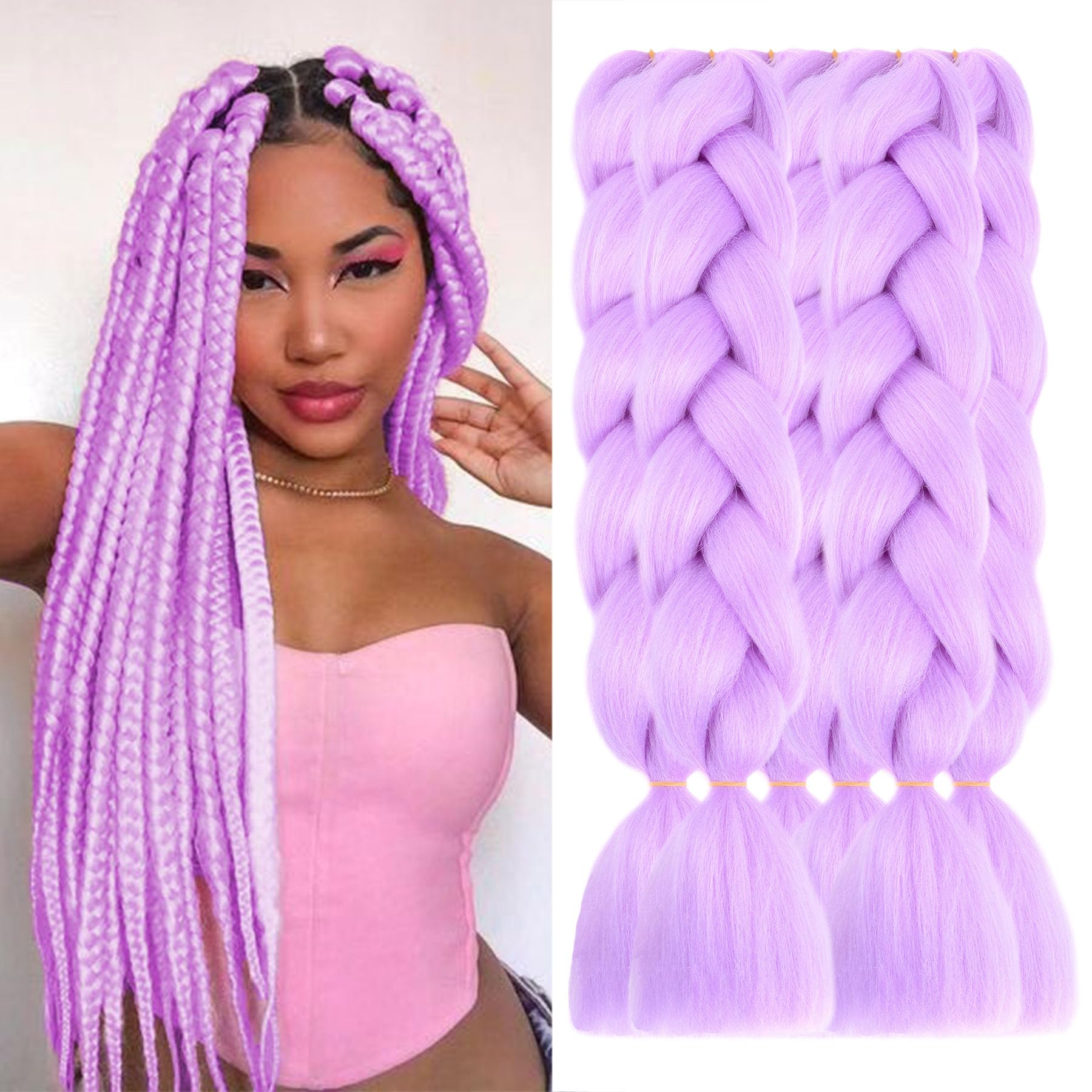 Xtrend 6Pcs 2 Tone Ombre Braiding Hair Crochet Braids 24 Inch Synthetic Hair Extensions Jumbo Braiding Hair Extension for Box Br