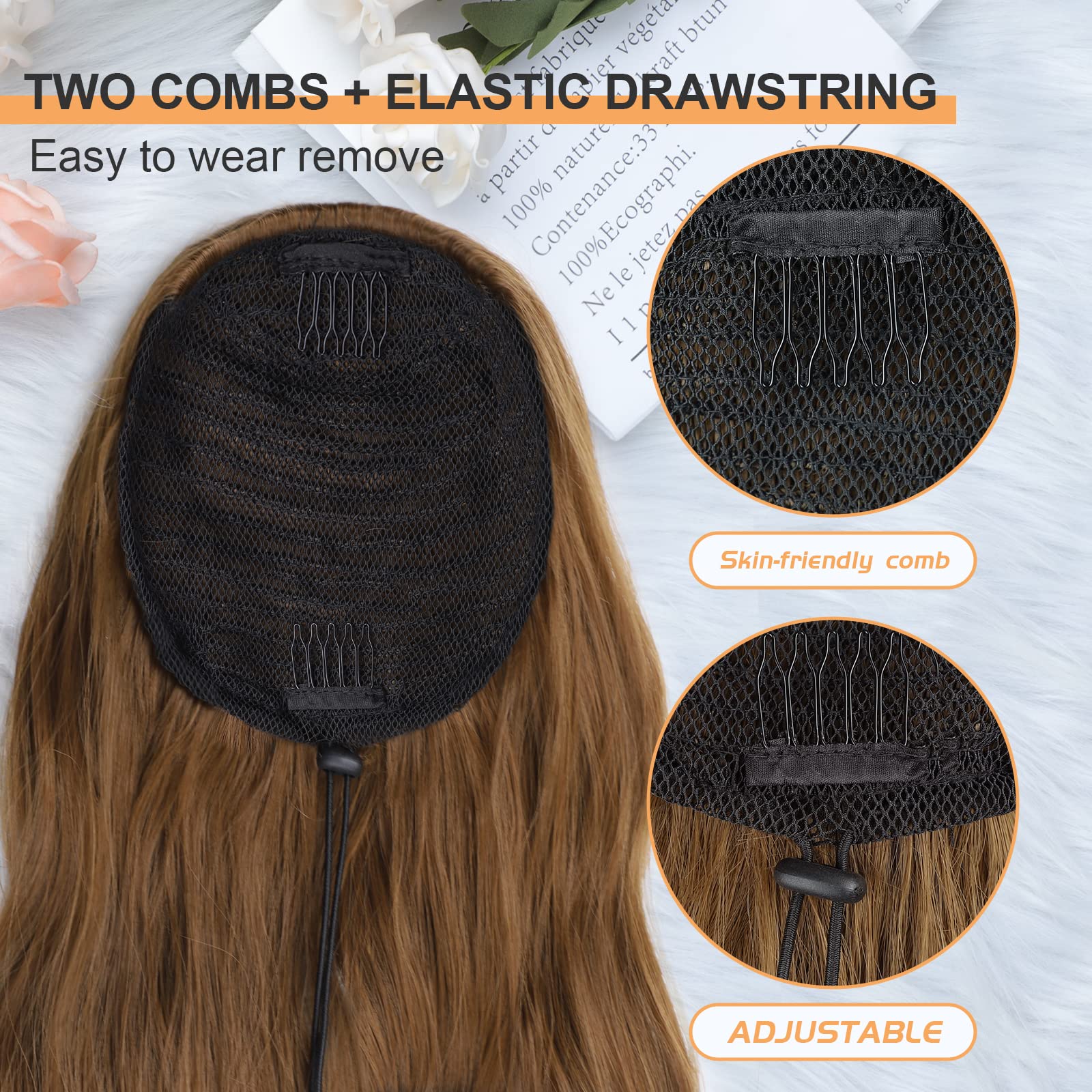 Freemeige Ponytail Extension 26 Inch Drawstring Ponytail Long Pony Tail Hair Extensions For Black Women Natural Curly Wavy Ponyt