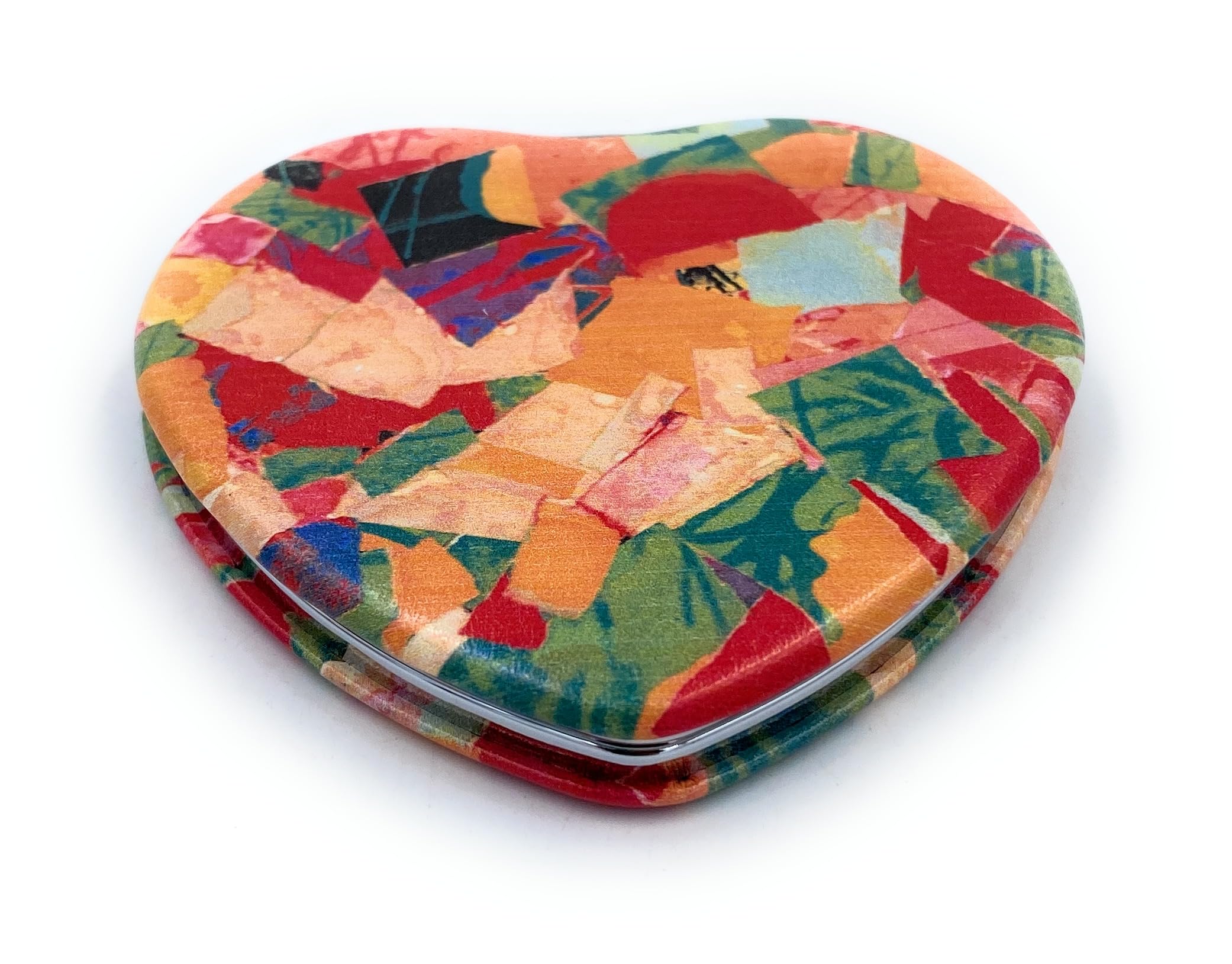 Aeisage Compact Mirror Heart Shape Pocket Mirror Floral Purse Mirror Small Travel Mirror Abstractive Art Print Meaningful Gift F