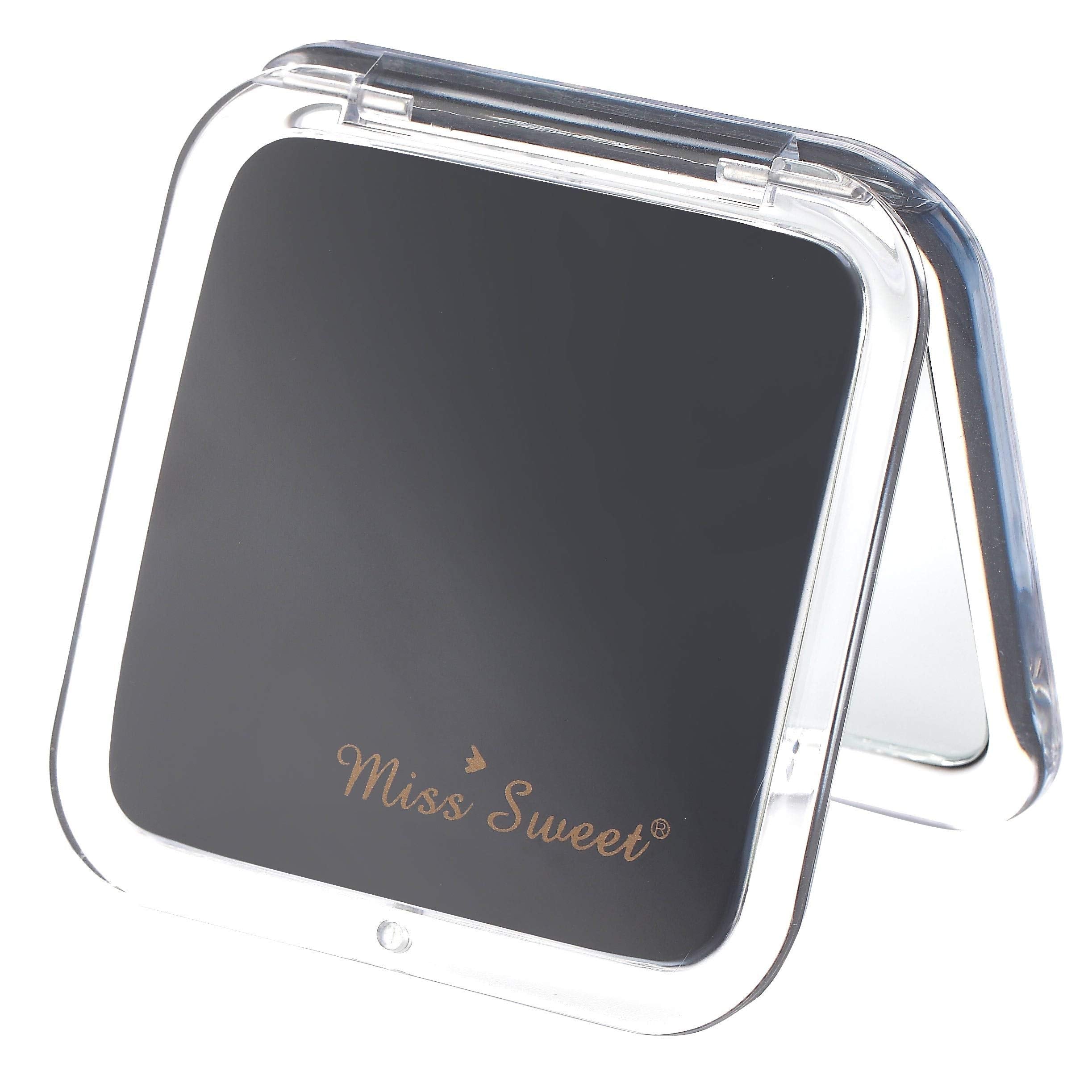 Miss Sweet Compact Mirror For Purse Pocket Mirror True Image&10X Magnification (Black)