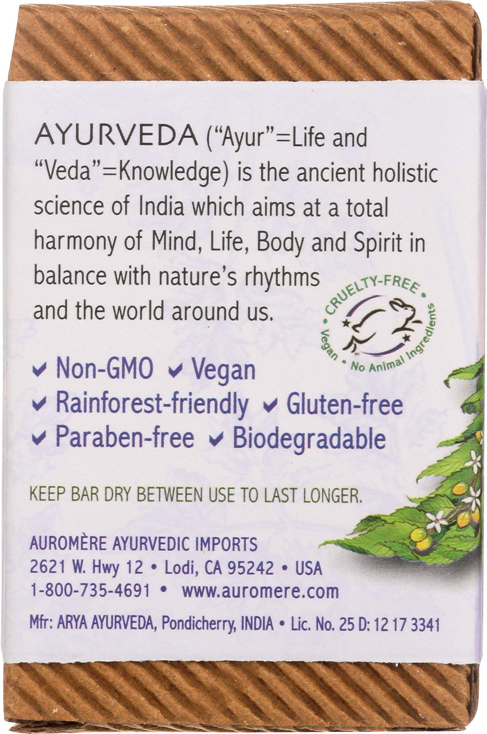 Auromere Ayurvedic Bar Soap, Lavender Neem - Eco Friendly, Handmade, Vegan, Cruelty Free, Natural, Non Gmo (2.75 Oz), 5 Pack