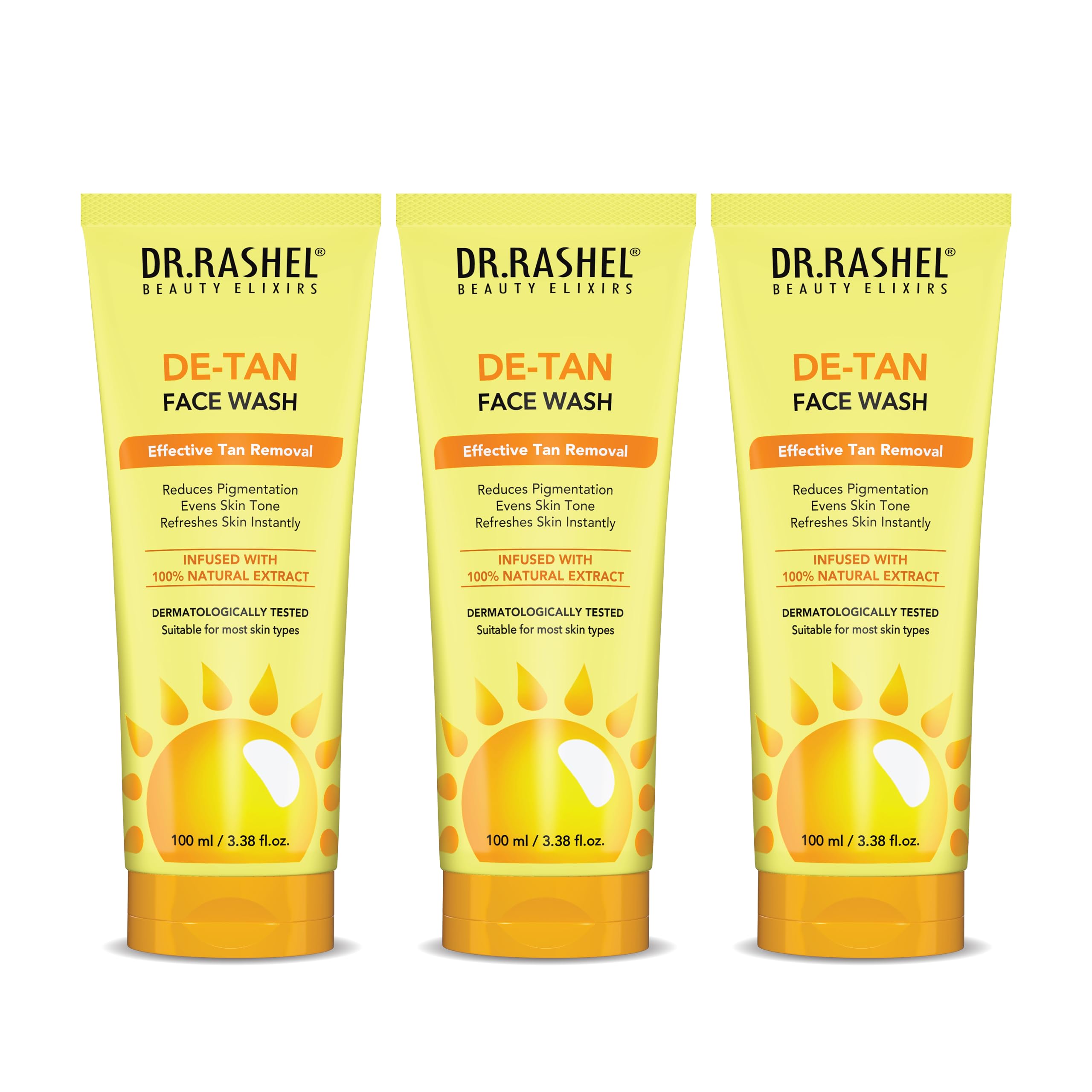 Dr.Rashel DeTan With Clove & Peppermint For Tan Removal & Fresh Skin | All Skin Types Face Wash| Pack Of 3 (100 Ml Each)