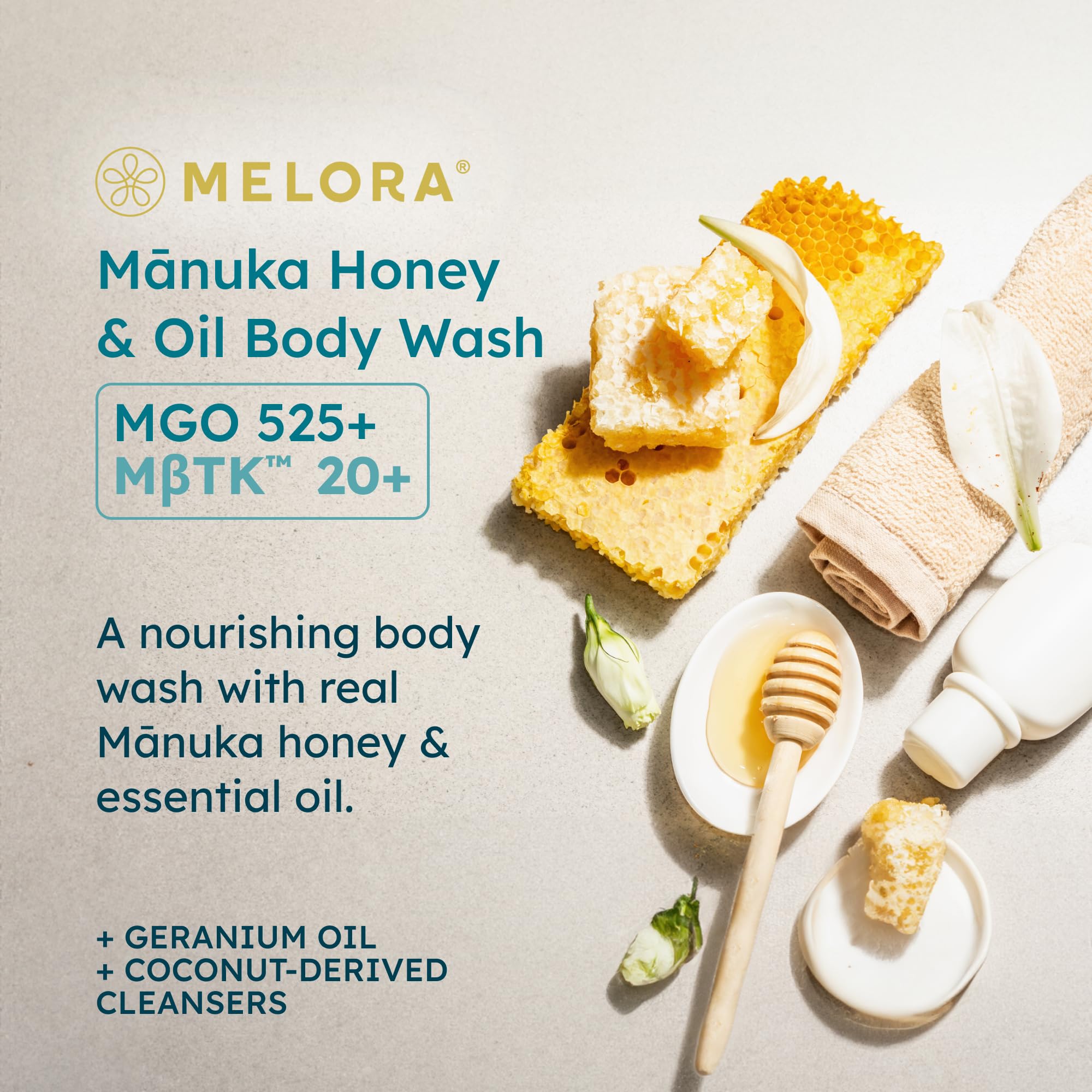 Melora Manuka Honey Body Wash (7 Oz) - Moisturizing Skin Care Body Soap With Manuka Honey & Oil For Acne, Dry, Or Sensitive Skin