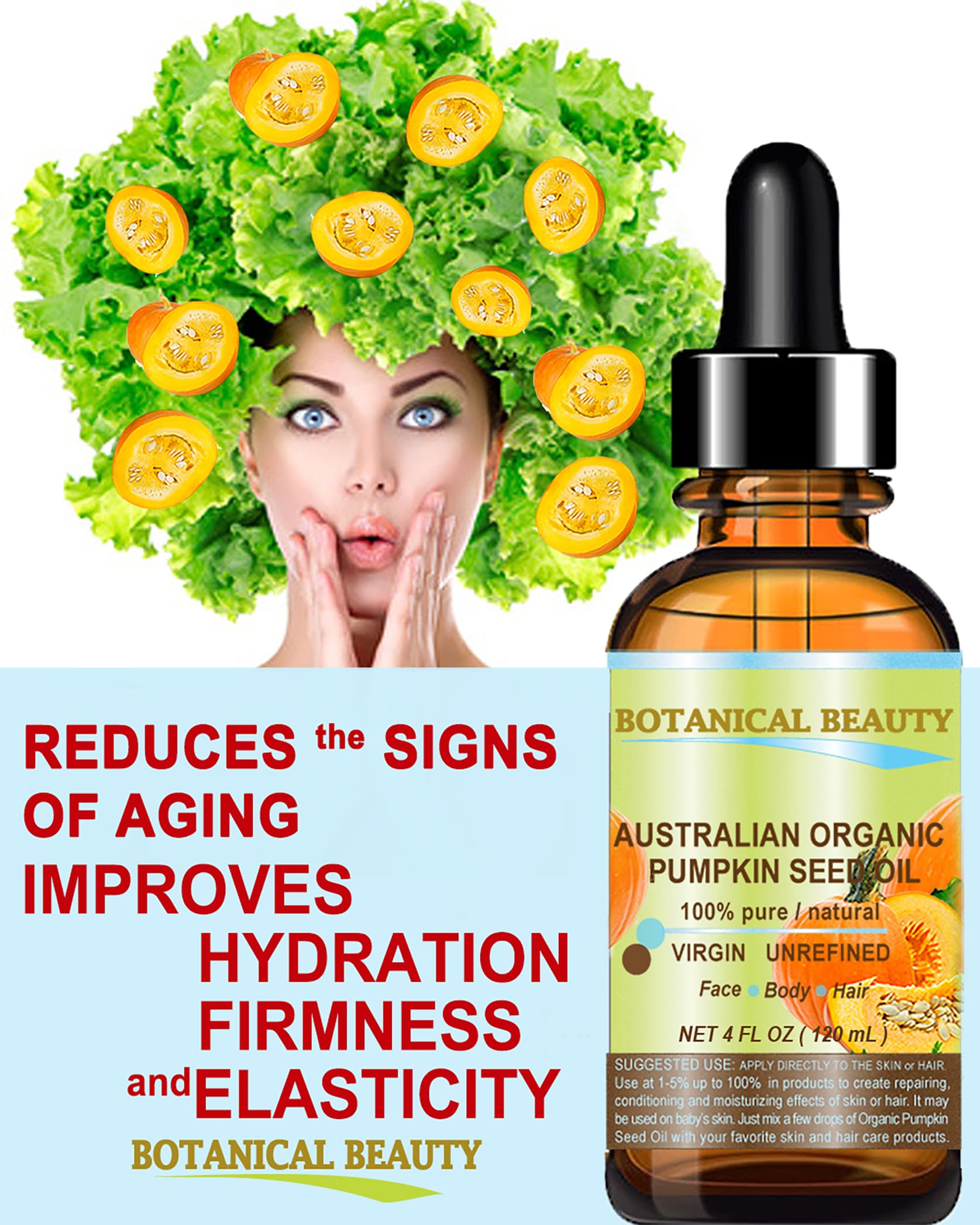 Organic Pumpkin Seed Oil Australian. 100% Pure/Natural/Undiluted/Unrefined Cold Pressed Carrier Oil. 1 Fl.Oz.- 30 Ml. For Skin,