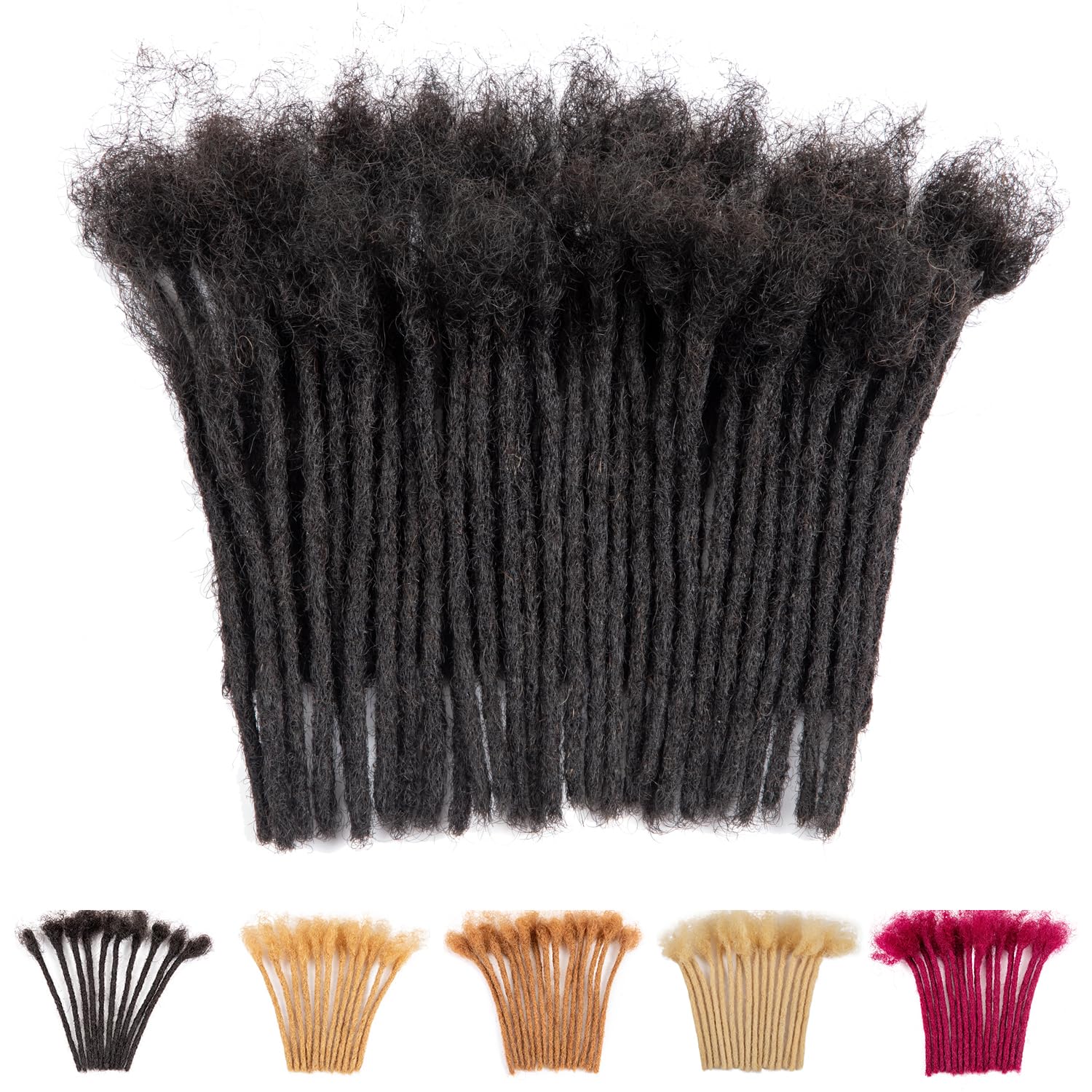 Teresa 4 Inch 0.2cm Width Loc Extension Human Hair Natural Black 70 Strands Full Hand-made Permanent Locs Extensions Can Be Dyed
