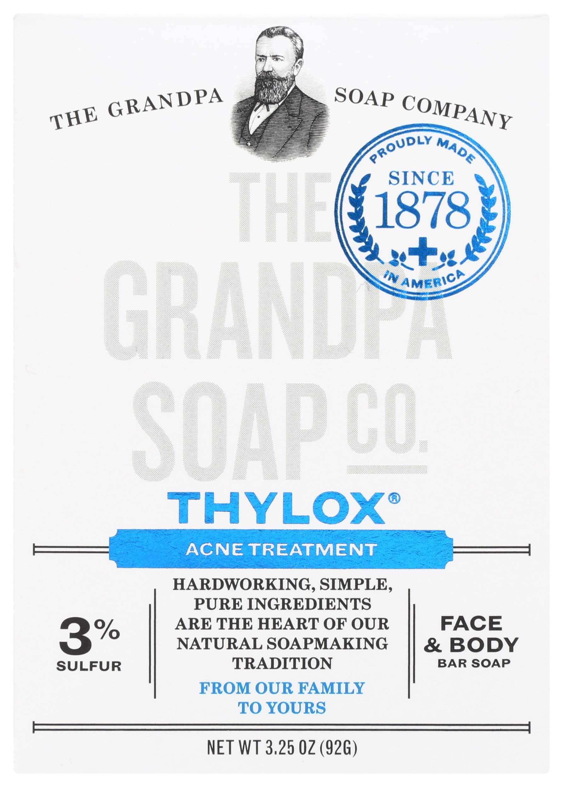 The Grandpa Soap Company Thylox Acne Treatment Soap, Deeply Cleansing, Gently Soothing, Acne Fighting, 3.25 Ounce (Pack of 3)