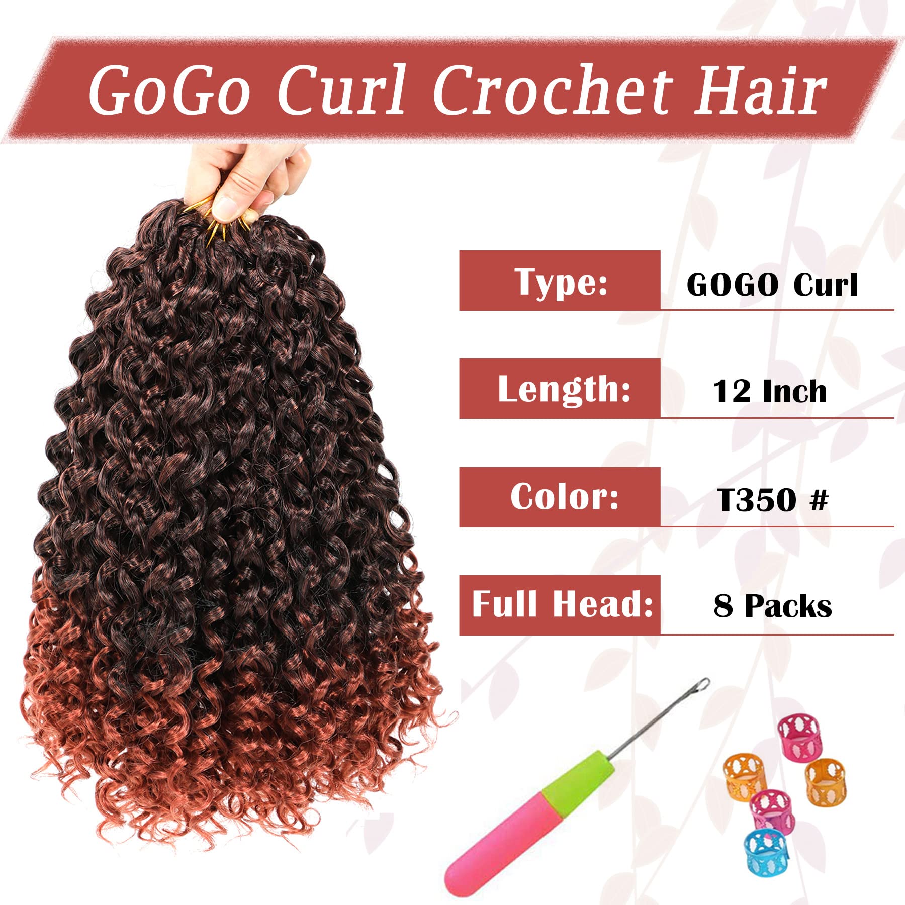 Gogo Curl Crochet Hair 12 Inch 8 Packs Short Curly Crochet Hair - Beach Curl Crochet Hair - Deep Wave Crochet Hair - Water Wave