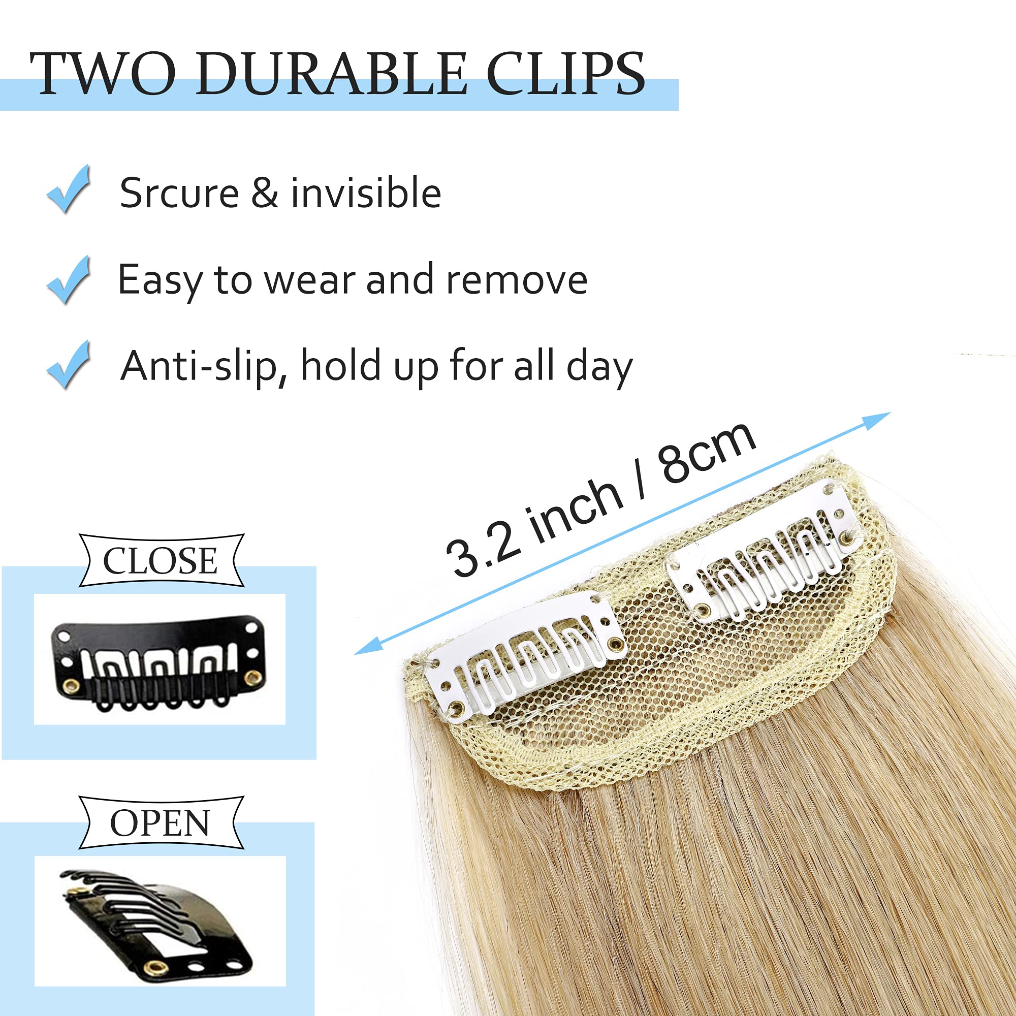 SEGO Clip in Hair Extensions Real Human Hair Short 10 Inch Hairpiece Human Hair Toppers for Women With Thinning Hair Adding Hair
