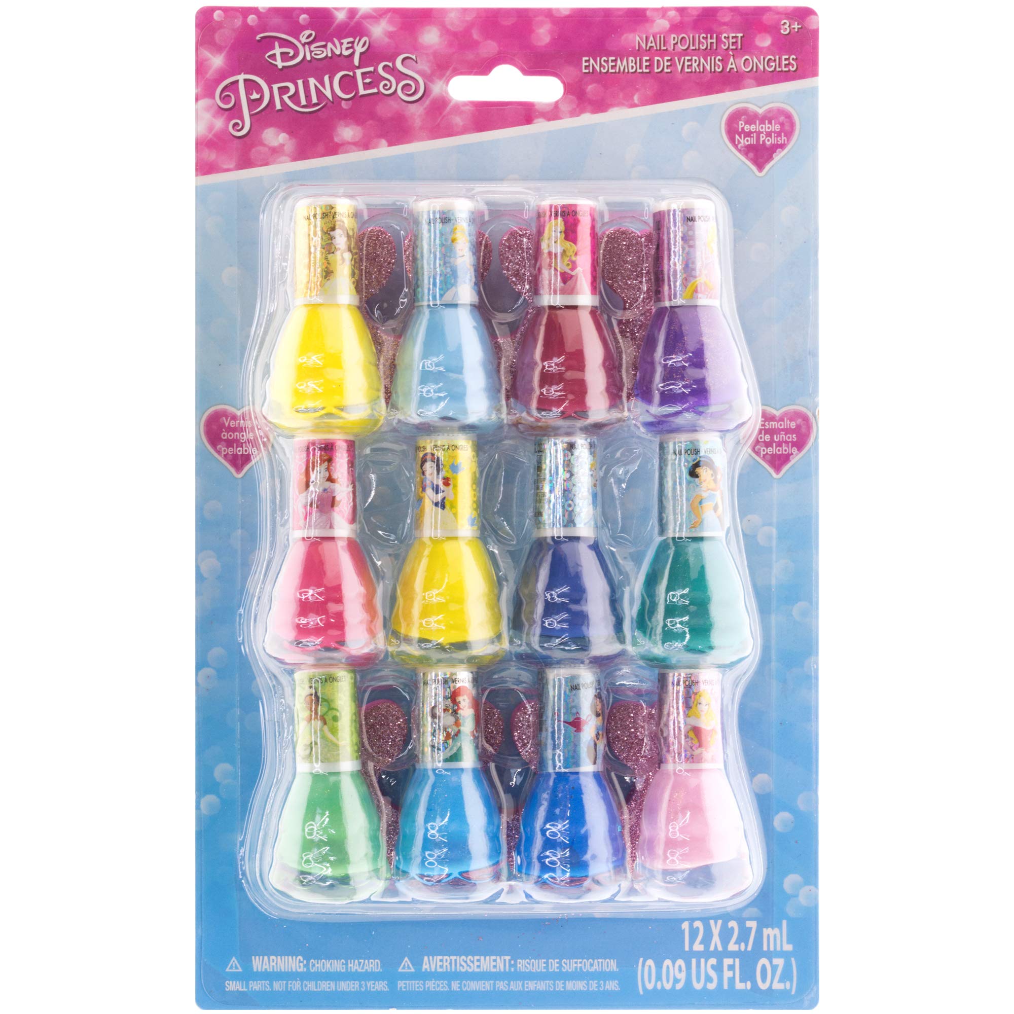 Townley Girl Disney Princess Non-Toxic Water-Based Peel-Off Quick Dry Nail Polish With Nail Separators|Gift Kit Set For Kids Gir