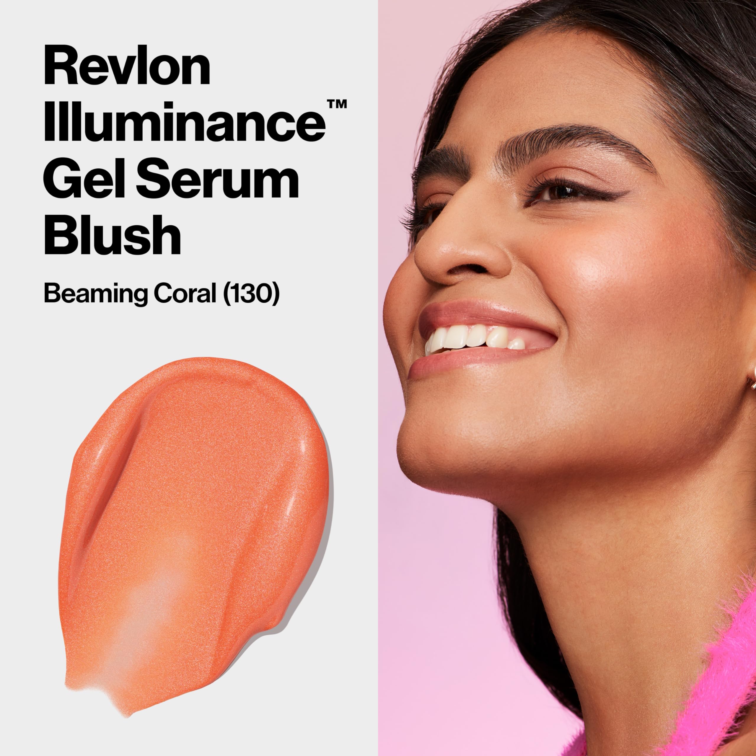 Revlon Illuminance Gel Serum Blush, Visibly Plump Cheeks, Dewy Finish And Hydrates All Day, 130 Beaming Coral, 0.37 Fl Oz.
