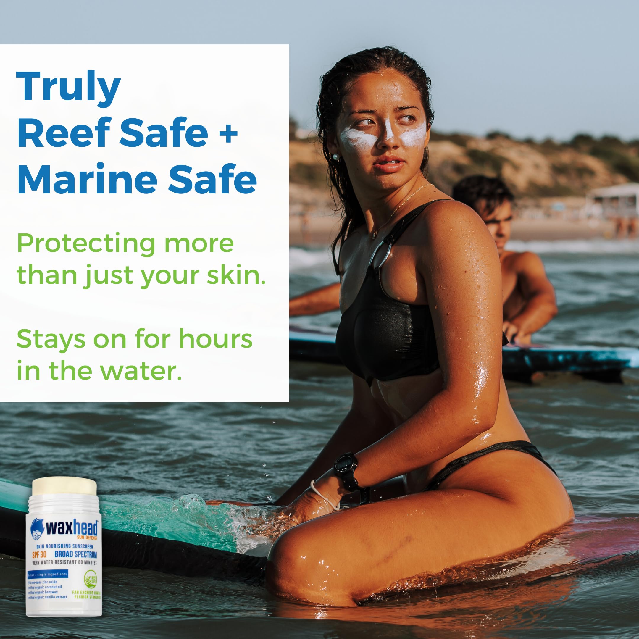 Waxhead Coral Reef Safe Sunscreen Stick - Zinc Oxide Sunscreen, Tattoo Sunscreen Stick Mineral Sunscreen Face Sunscreen Stick, B