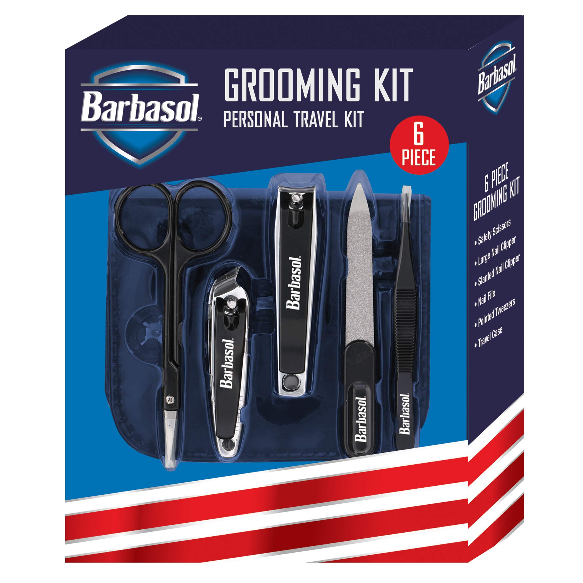 Barbasol Cbg11001Blk 6-Piece Nail Grooming Set With Travel Case - Black