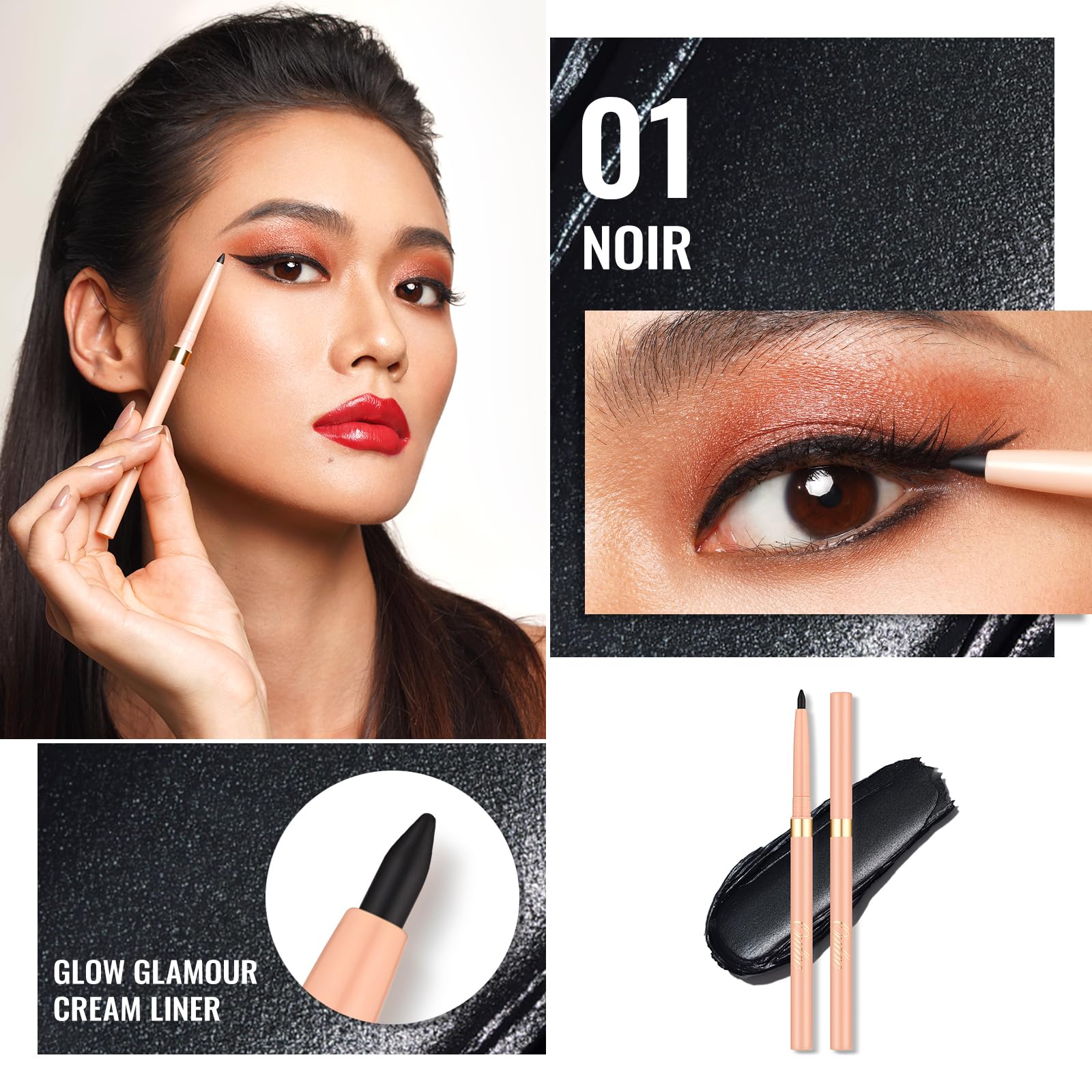 Oulac Black Eyeliner Pencil Waterproof Smudge Proof, Retractable Eye Liner Pen, Smooth And Creamy Eye Makeup For Precision Appli