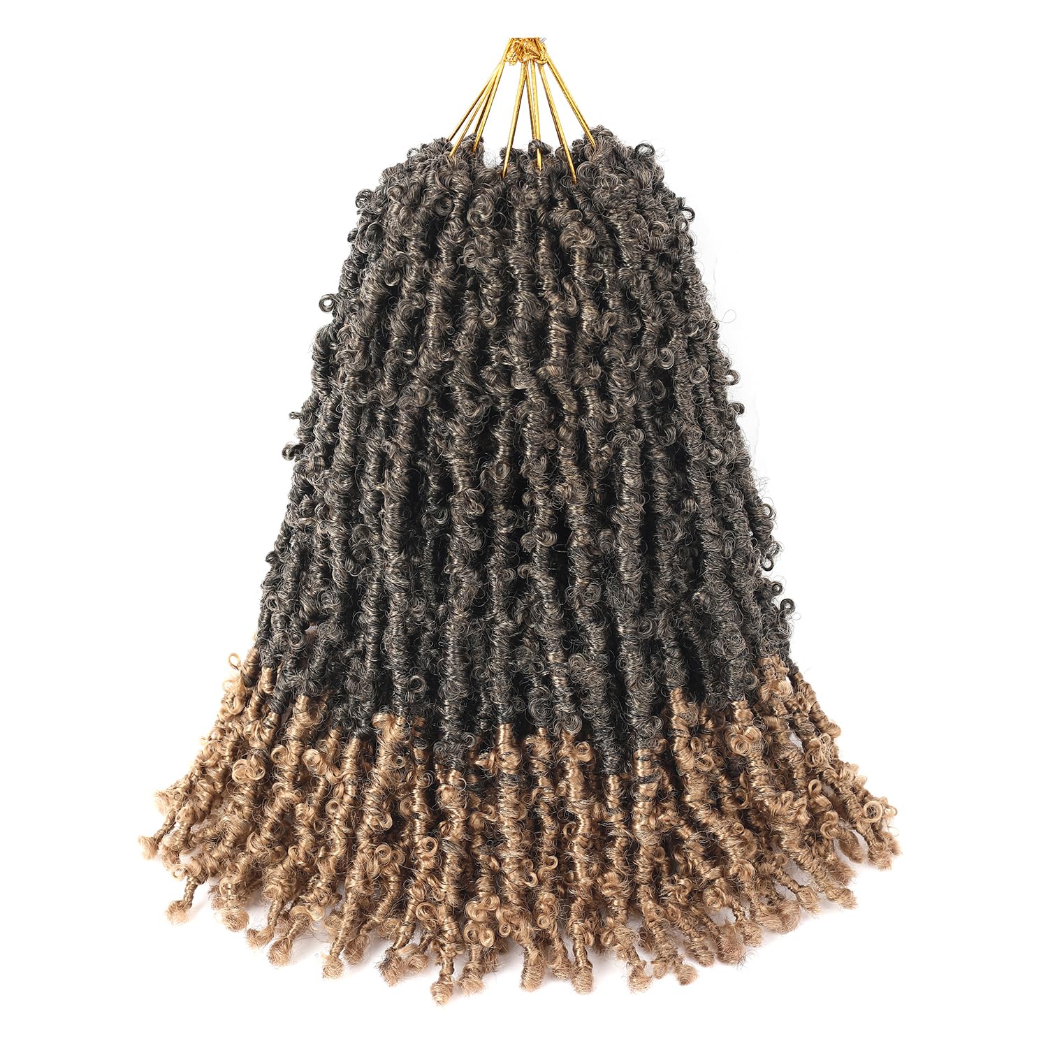 GUOHUI Super Light Butterfly Locs Crochet Hair 14 Inch 6 Packs Pre-Looped Soft Distressed Faux Locs Braids for Women Kids (14 In
